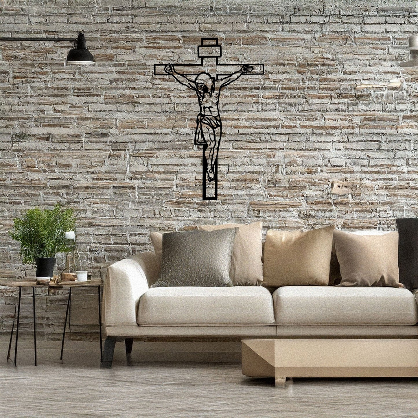 Laser Cut Metal Wall Decor Crucifixion of Jesus Design, Christian Wall Art for Home or Church, 3 Sizes Available, Black Finish