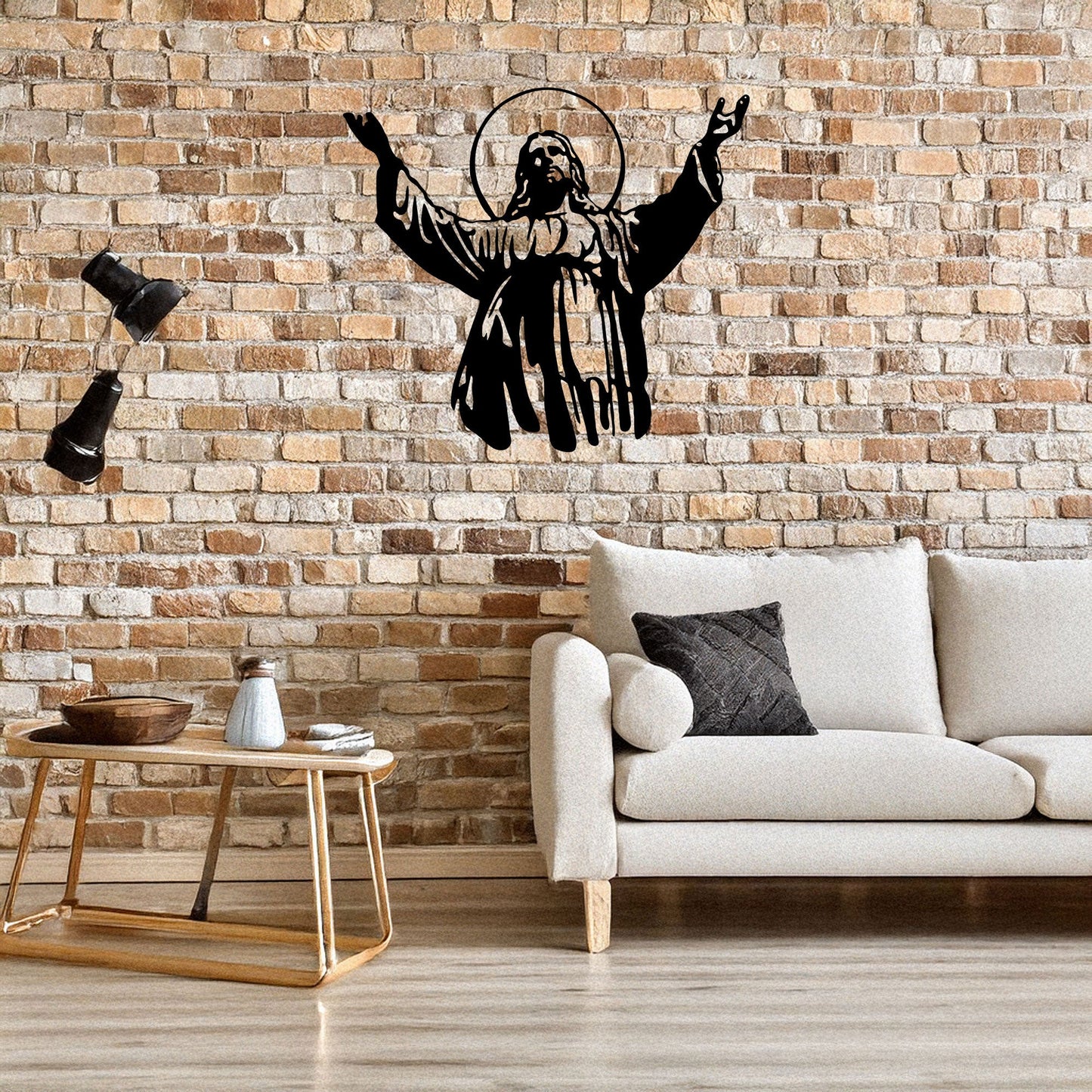 Laser Cut Metal Wall Decor Jesus Design, Inspirational Christian Wall Art for Home or Church, 3 Sizes in Black Finish
