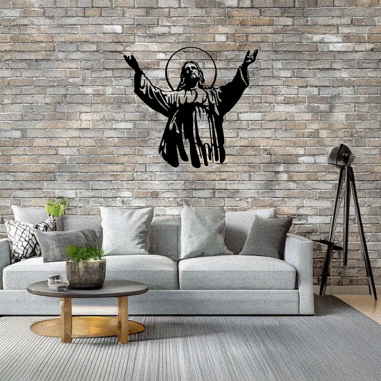 Laser Cut Metal Wall Decor Jesus Design, Inspirational Christian Wall Art for Home or Church, 3 Sizes in Black Finish