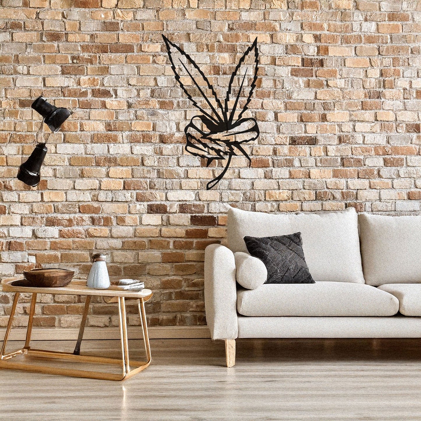 Laser Cut Marijuana Peace Metal Wall Art, Black Boho Decor for Home & Garden, 3 Sizes Available