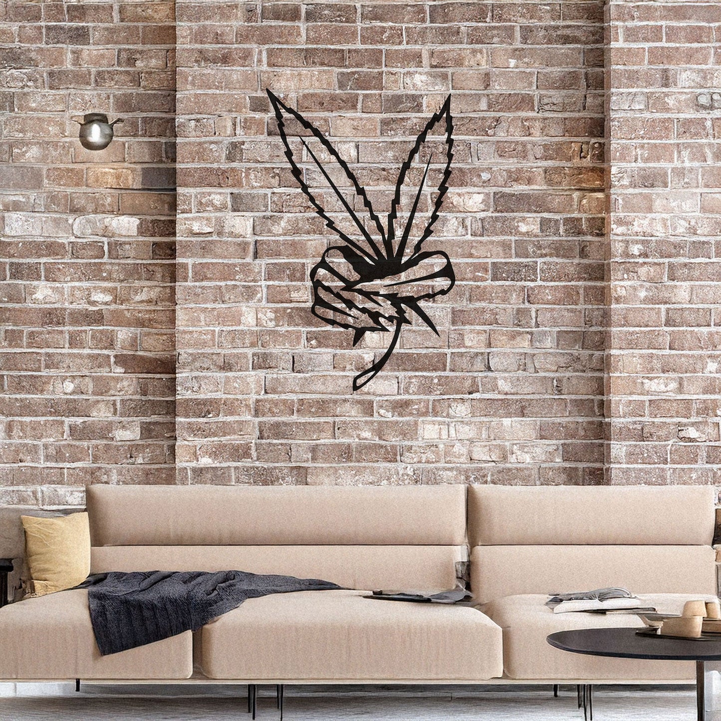 Laser Cut Marijuana Peace Metal Wall Art, Black Boho Decor for Home & Garden, 3 Sizes Available