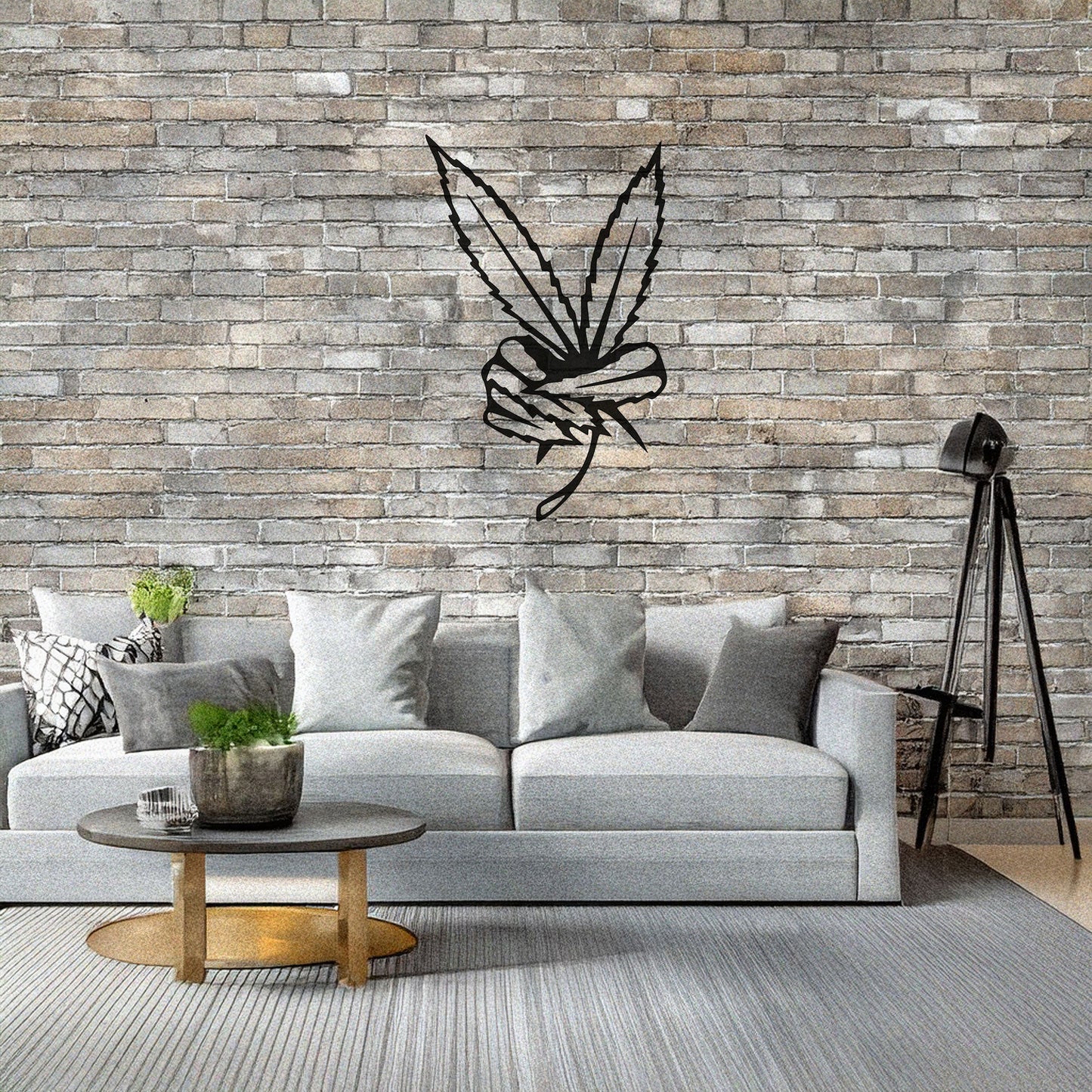 Laser Cut Marijuana Peace Metal Wall Art, Black Boho Decor for Home & Garden, 3 Sizes Available