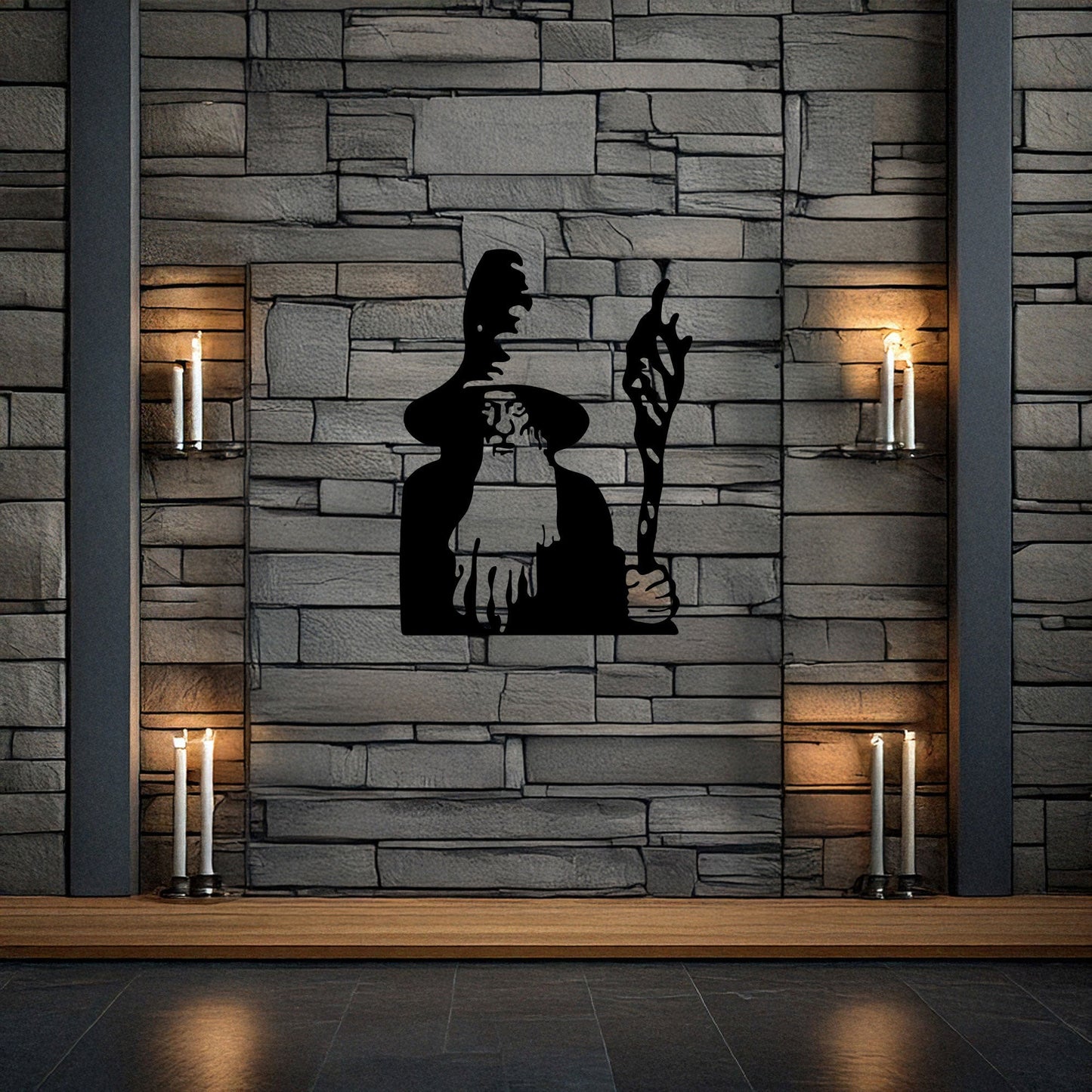 Lord of the Rings Gandalf Metal Wall Art - Laser Cut Black Metal Decor in 3 Sizes - Unique Gift for Tolkien Fans & Fantasy Lovers