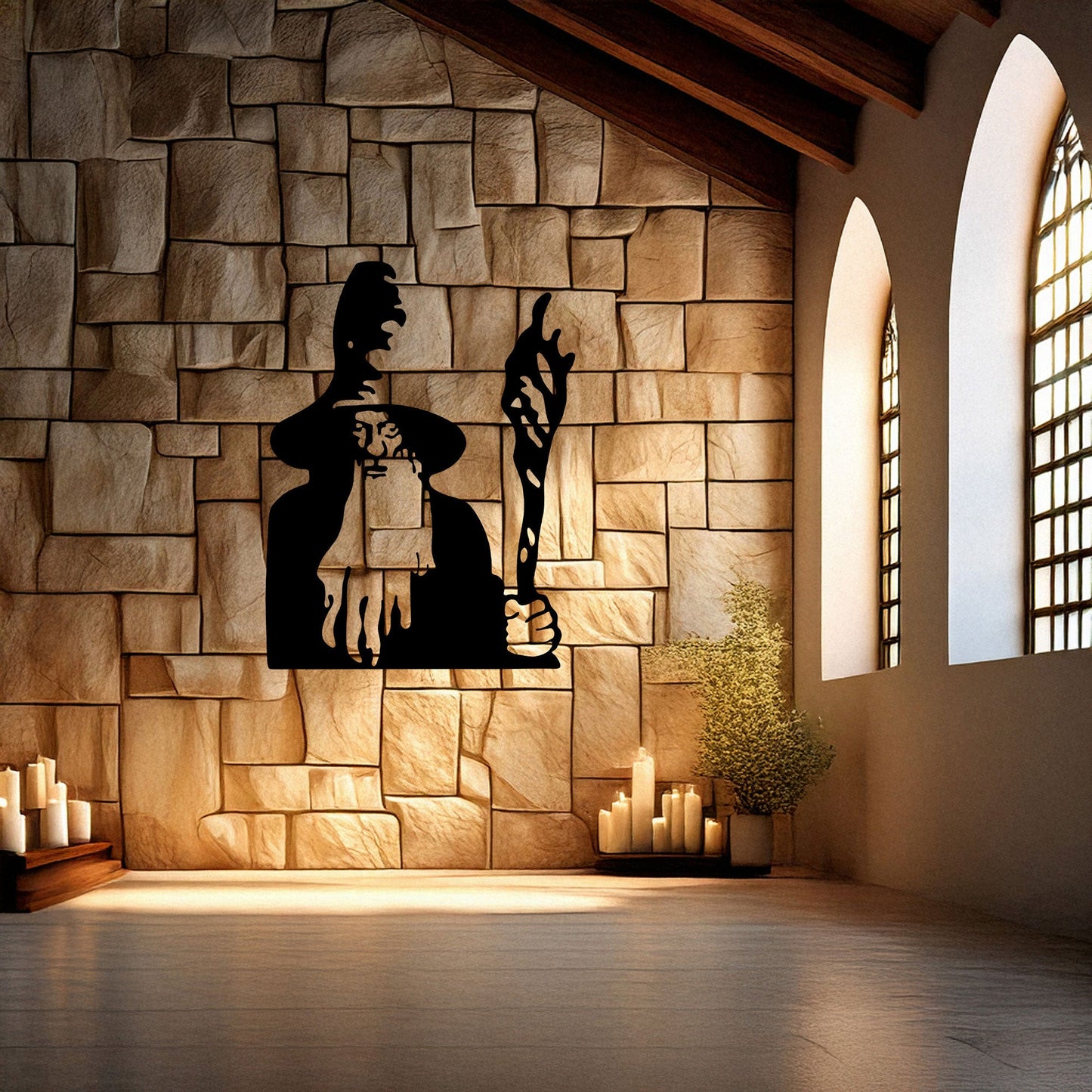 Lord of the Rings Gandalf Metal Wall Art - Laser Cut Black Metal Decor in 3 Sizes - Unique Gift for Tolkien Fans & Fantasy Lovers