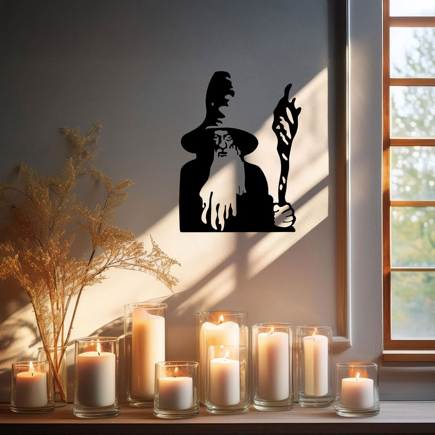 Lord of the Rings Gandalf Metal Wall Art - Laser Cut Black Metal Decor in 3 Sizes - Unique Gift for Tolkien Fans & Fantasy Lovers