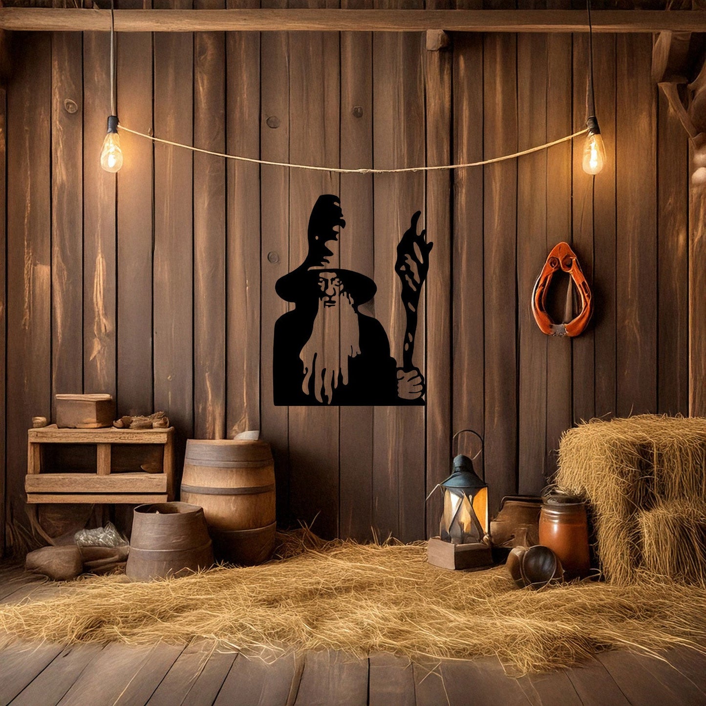 Lord of the Rings Gandalf Metal Wall Art - Laser Cut Black Metal Decor in 3 Sizes - Unique Gift for Tolkien Fans & Fantasy Lovers