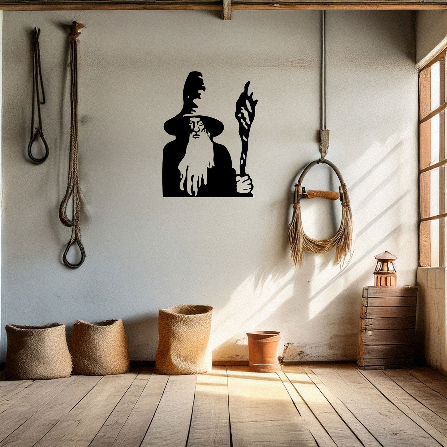 Lord of the Rings Gandalf Metal Wall Art - Laser Cut Black Metal Decor in 3 Sizes - Unique Gift for Tolkien Fans & Fantasy Lovers