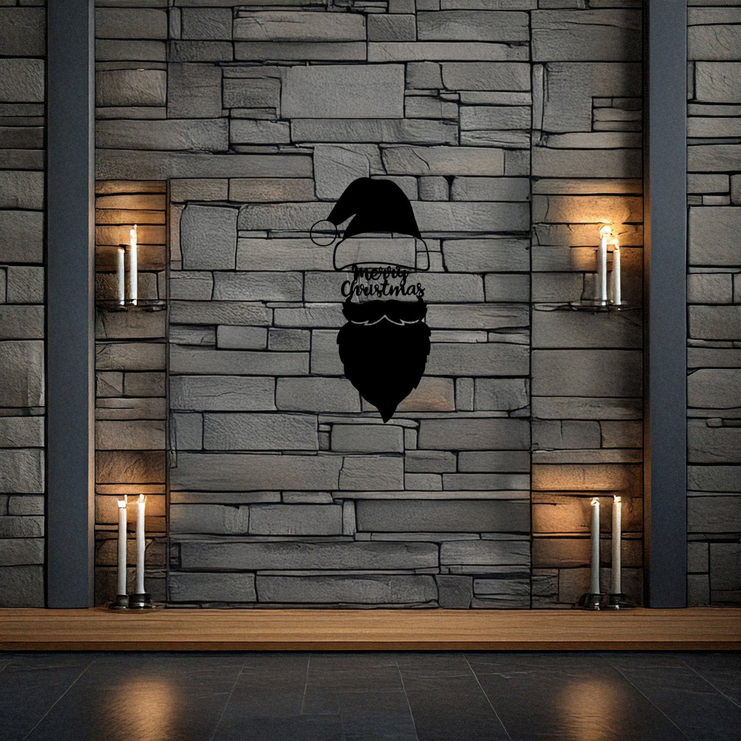 Santa Claus Laser Cut Metal Wall Art - Black Metal Christmas Decor - Small, Medium, Large Sizes for Festive Home Decor