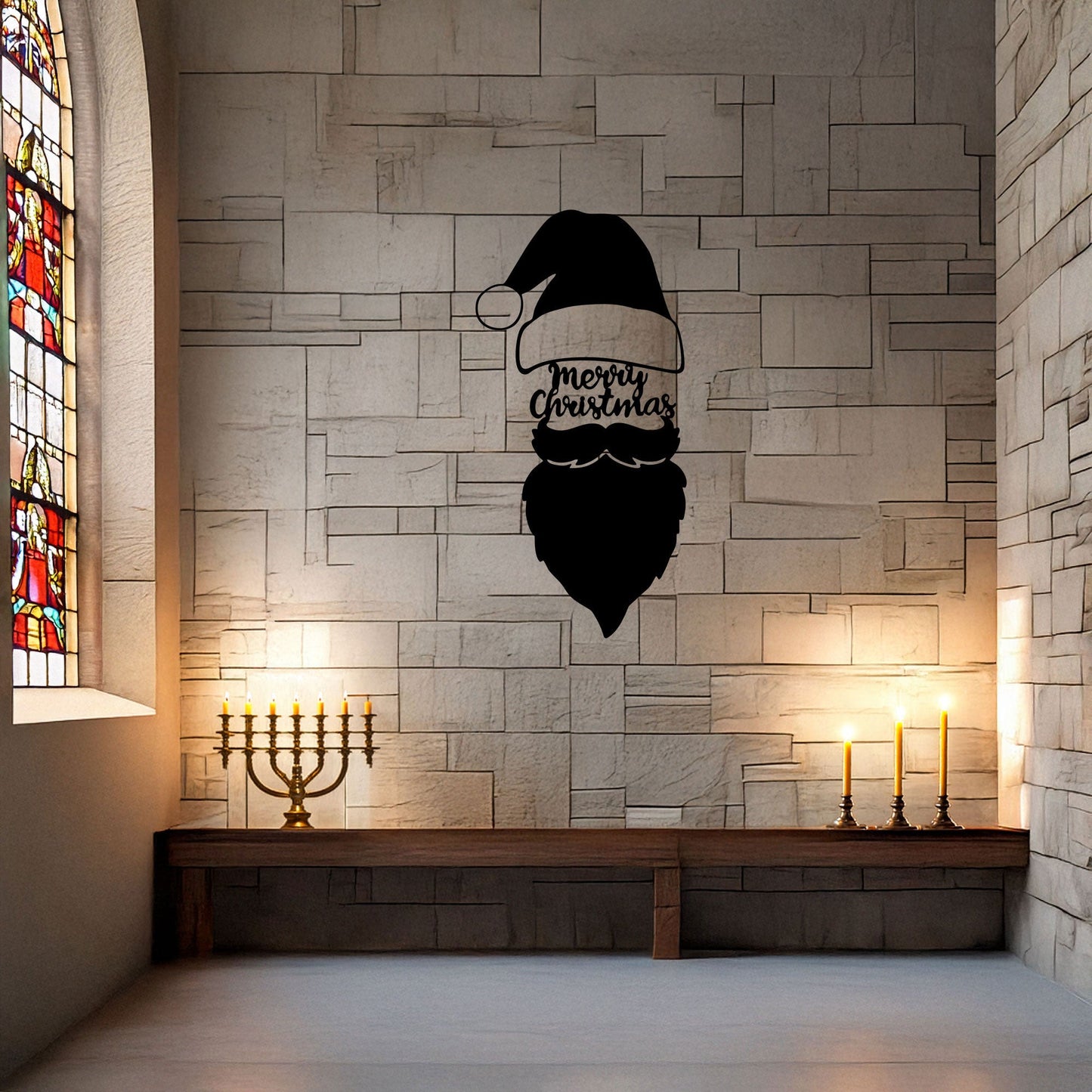 Santa Claus Laser Cut Metal Wall Art - Black Metal Christmas Decor - Small, Medium, Large Sizes for Festive Home Decor