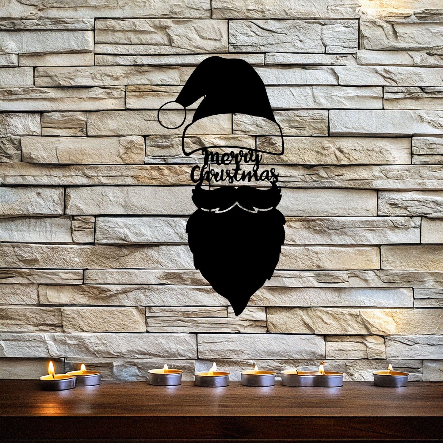 Santa Claus Laser Cut Metal Wall Art - Black Metal Christmas Decor - Small, Medium, Large Sizes for Festive Home Decor
