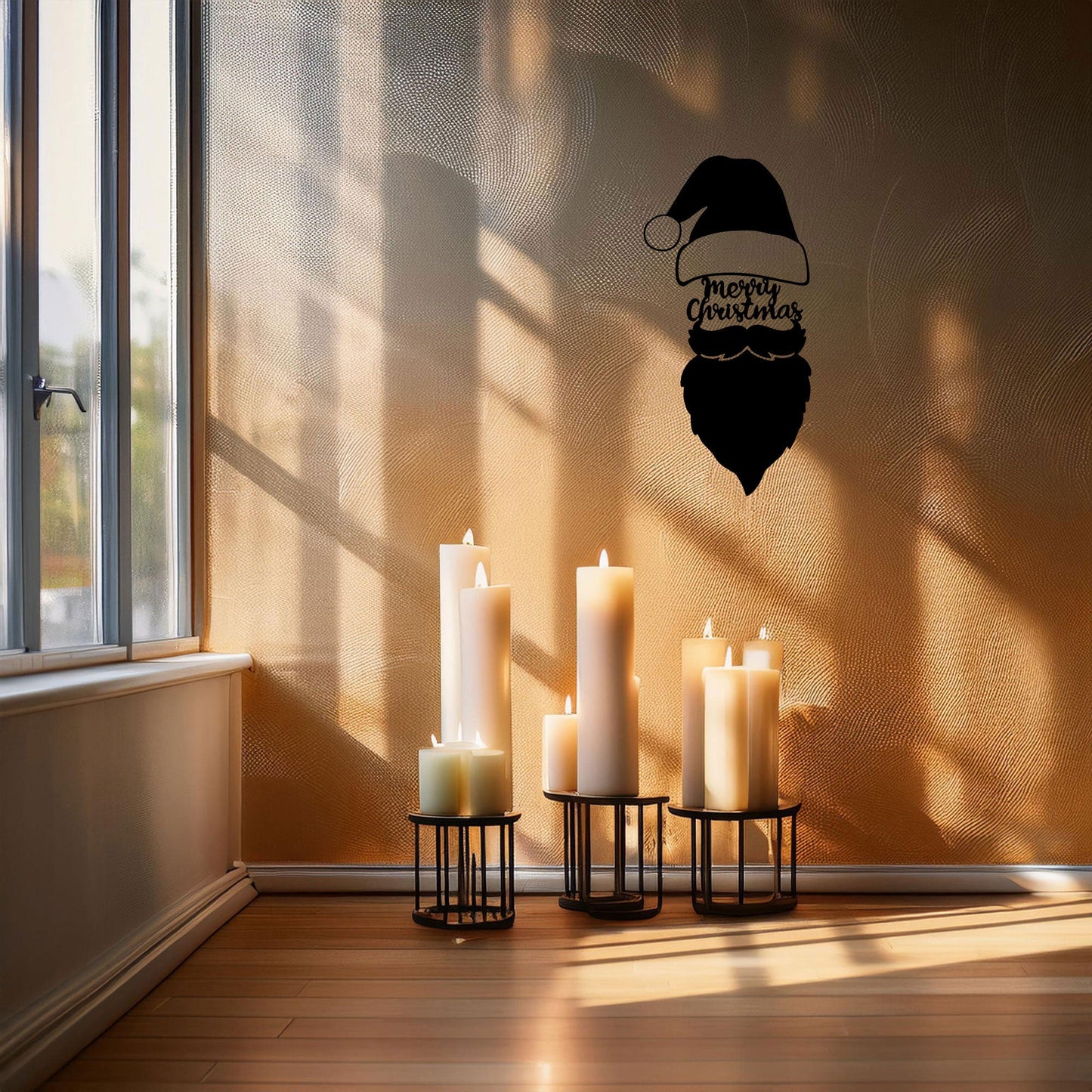 Santa Claus Laser Cut Metal Wall Art - Black Metal Christmas Decor - Small, Medium, Large Sizes for Festive Home Decor
