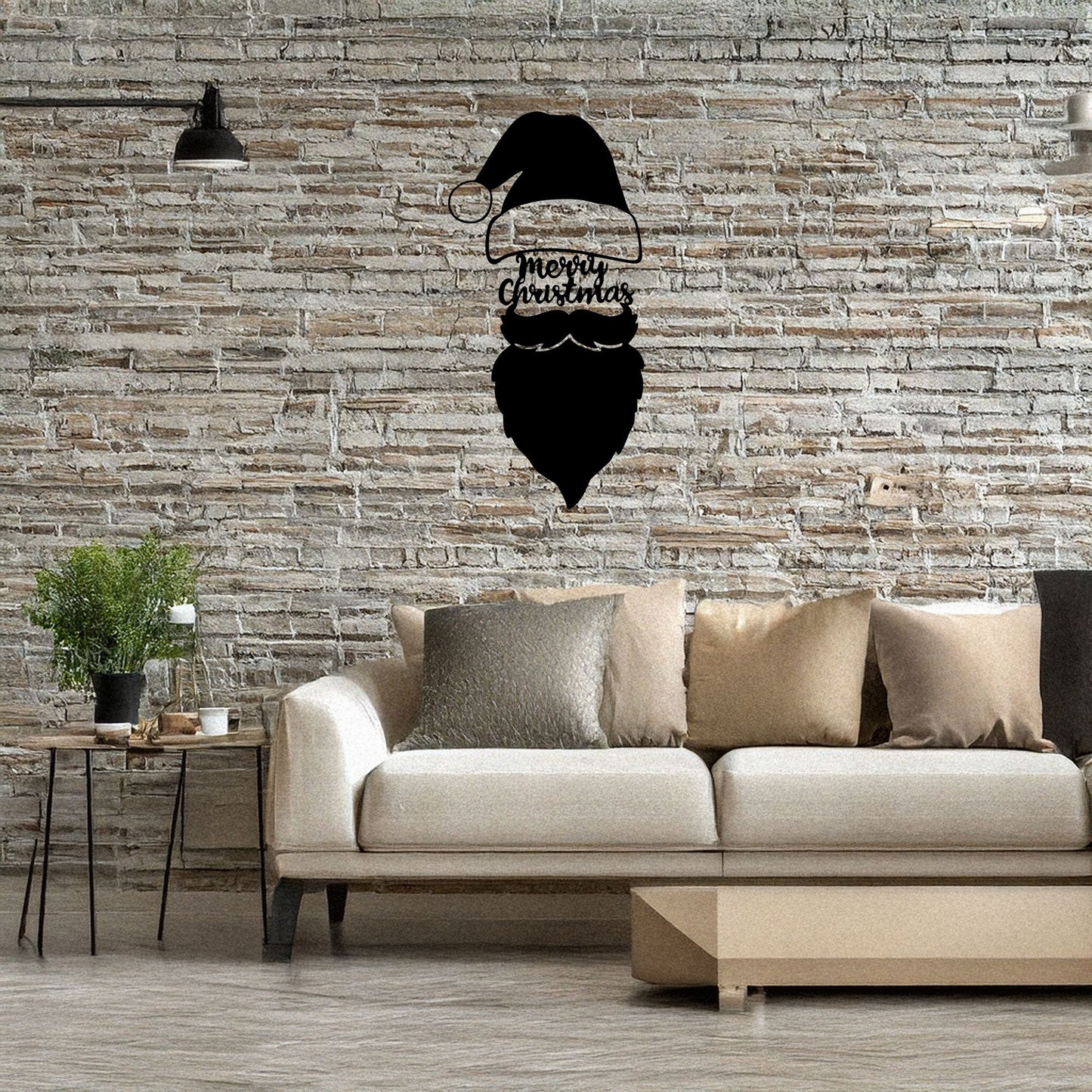 Santa Claus Laser Cut Metal Wall Art - Black Metal Christmas Decor - Small, Medium, Large Sizes for Festive Home Decor