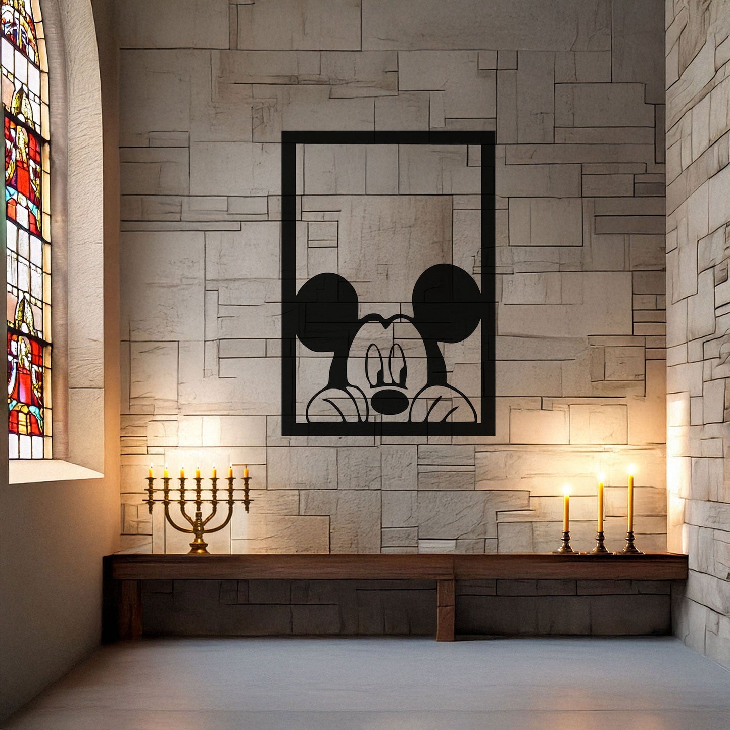 Mickey Mouse Laser Cut Metal Wall Art - Black Metal Decor - Cartoon Wall Accent for Kids' Rooms - Small, Medium, Large Sizes