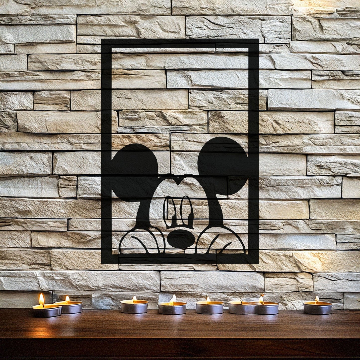 Mickey Mouse Laser Cut Metal Wall Art - Black Metal Decor - Cartoon Wall Accent for Kids' Rooms - Small, Medium, Large Sizes