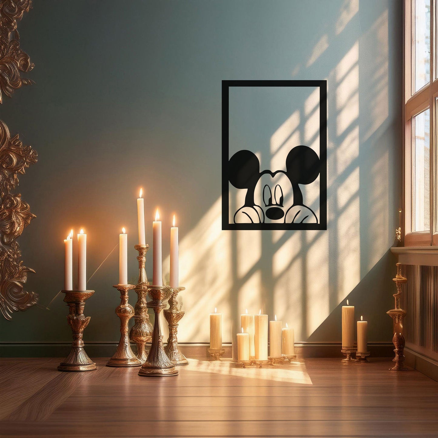 Mickey Mouse Laser Cut Metal Wall Art - Black Metal Decor - Cartoon Wall Accent for Kids' Rooms - Small, Medium, Large Sizes
