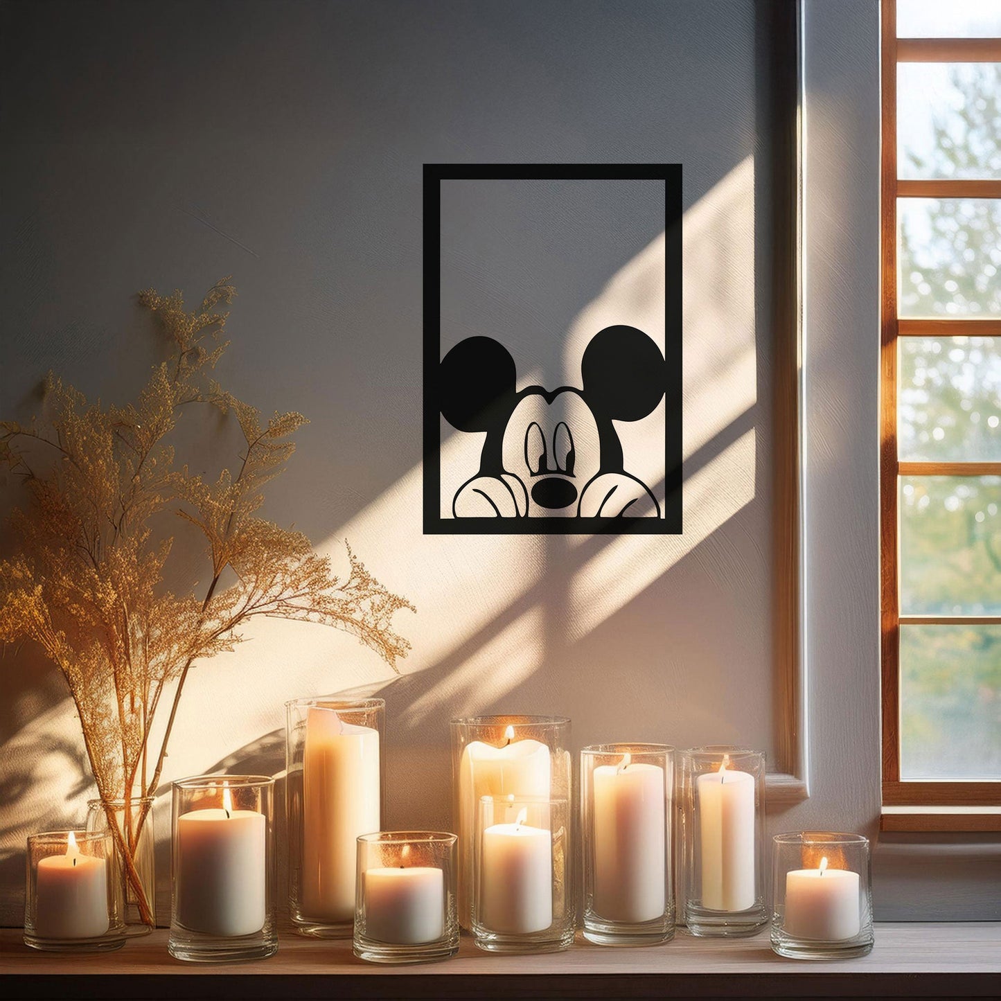 Mickey Mouse Laser Cut Metal Wall Art - Black Metal Decor - Cartoon Wall Accent for Kids' Rooms - Small, Medium, Large Sizes