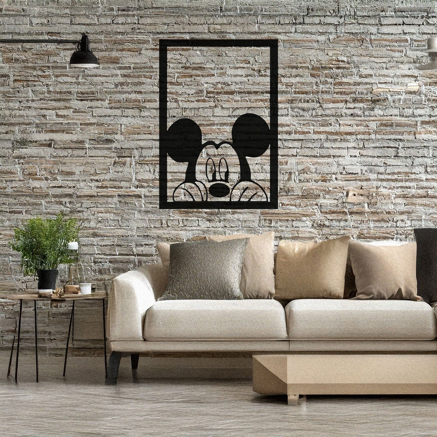 Mickey Mouse Laser Cut Metal Wall Art - Black Metal Decor - Cartoon Wall Accent for Kids' Rooms - Small, Medium, Large Sizes