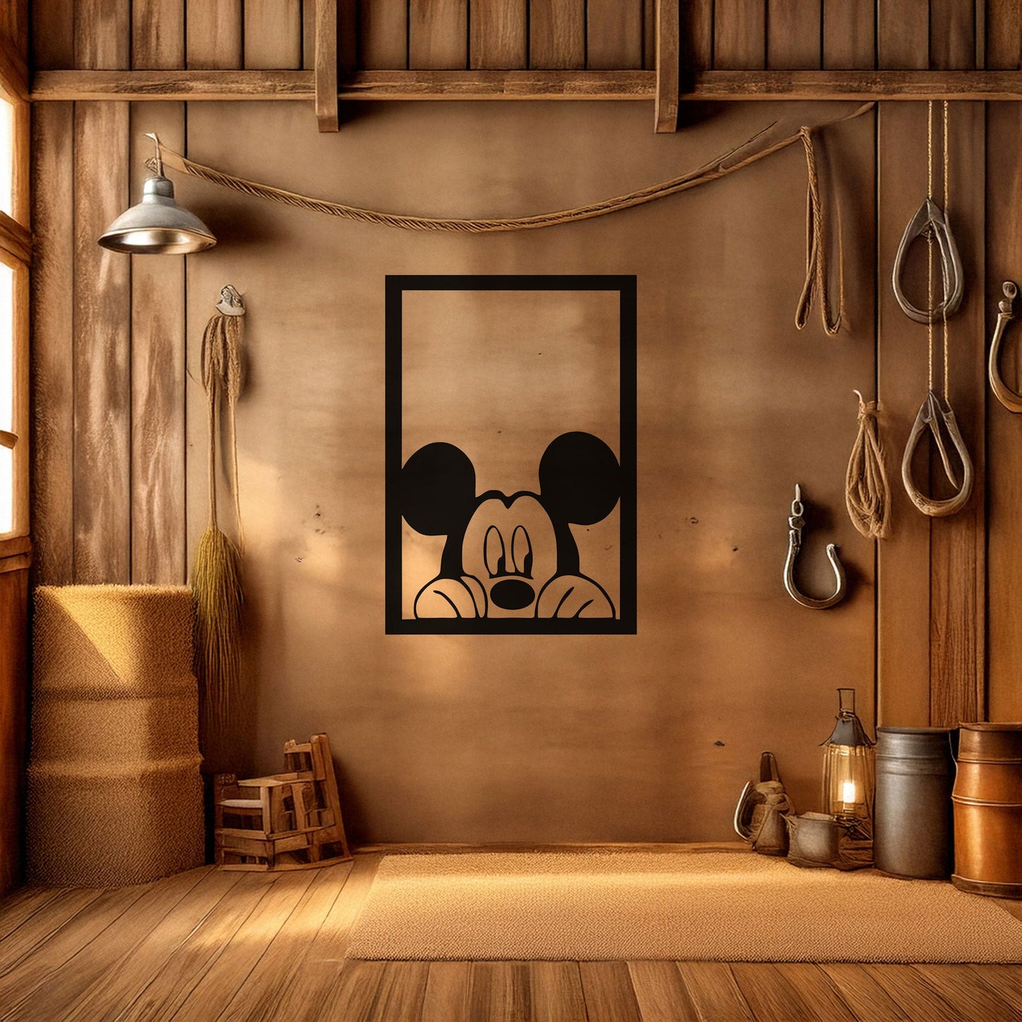 Mickey Mouse Laser Cut Metal Wall Art - Black Metal Decor - Cartoon Wall Accent for Kids' Rooms - Small, Medium, Large Sizes