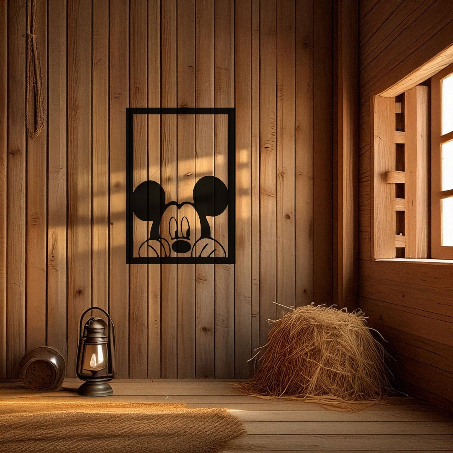 Mickey Mouse Laser Cut Metal Wall Art - Black Metal Decor - Cartoon Wall Accent for Kids' Rooms - Small, Medium, Large Sizes