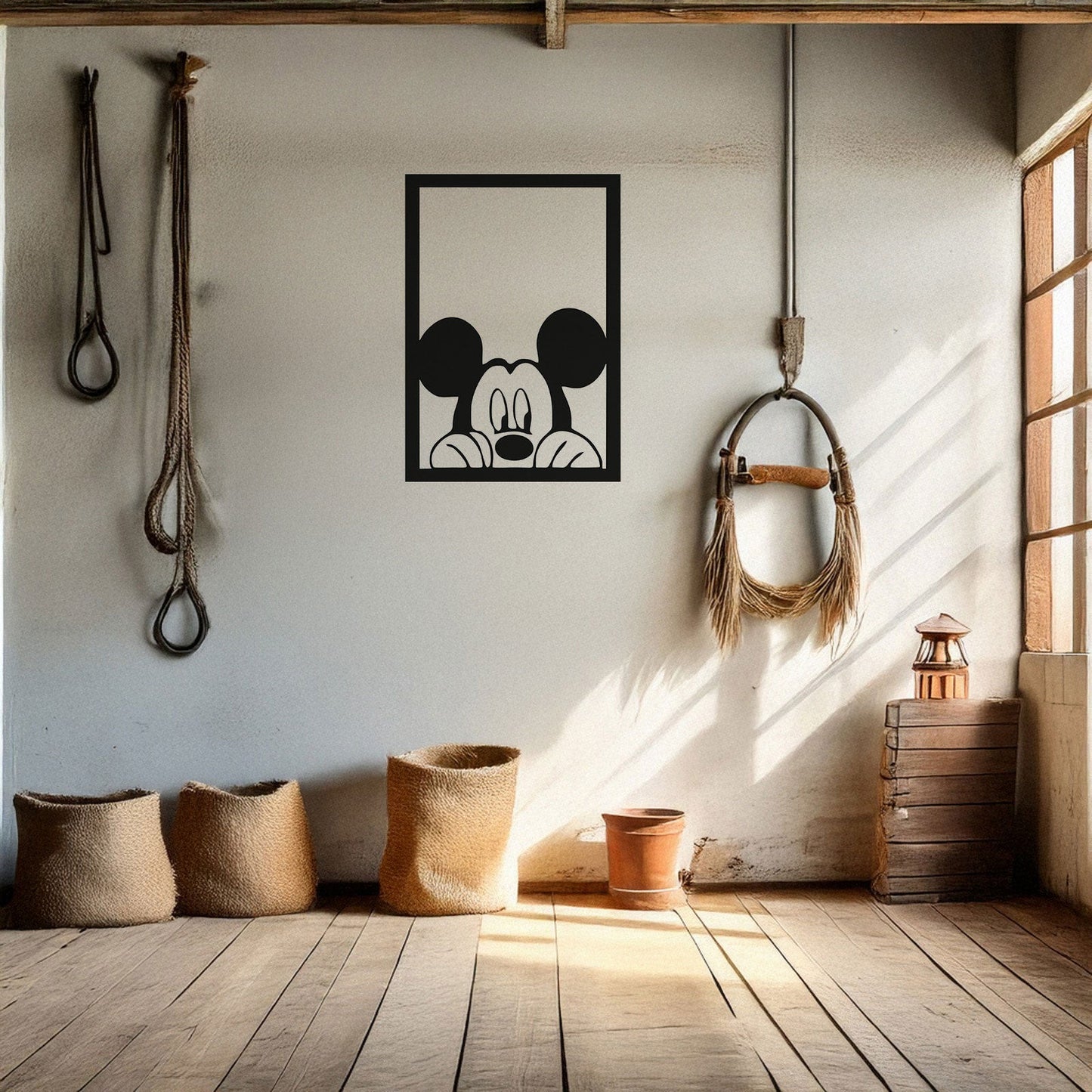 Mickey Mouse Laser Cut Metal Wall Art - Black Metal Decor - Cartoon Wall Accent for Kids' Rooms - Small, Medium, Large Sizes