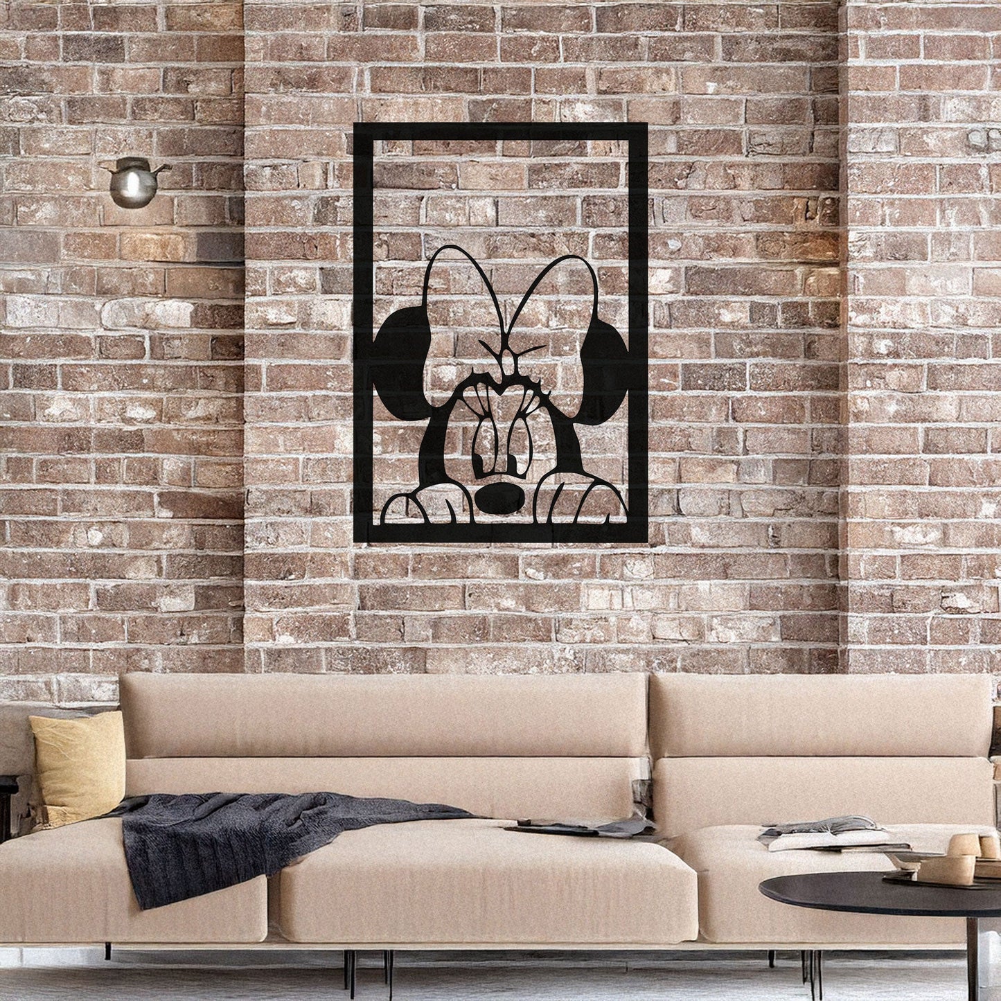 Minnie Mouse Laser Cut Metal Wall Art - Black Metal Decor for Kids' Rooms - Cartoon Wall Accent - Available in Small, Medium, and Large Sizes