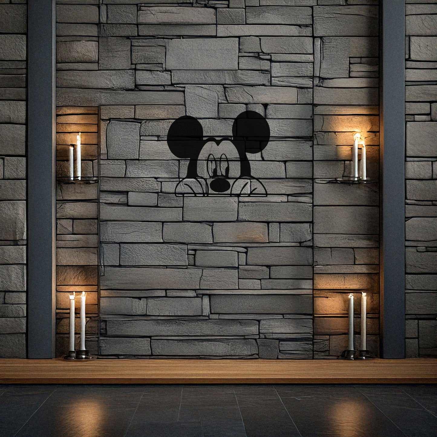 Mickey Mouse Laser Cut Metal Wall Art - Black Metal Decor for Kids' Rooms - Disney-Inspired Wall Accent in 3 Sizes