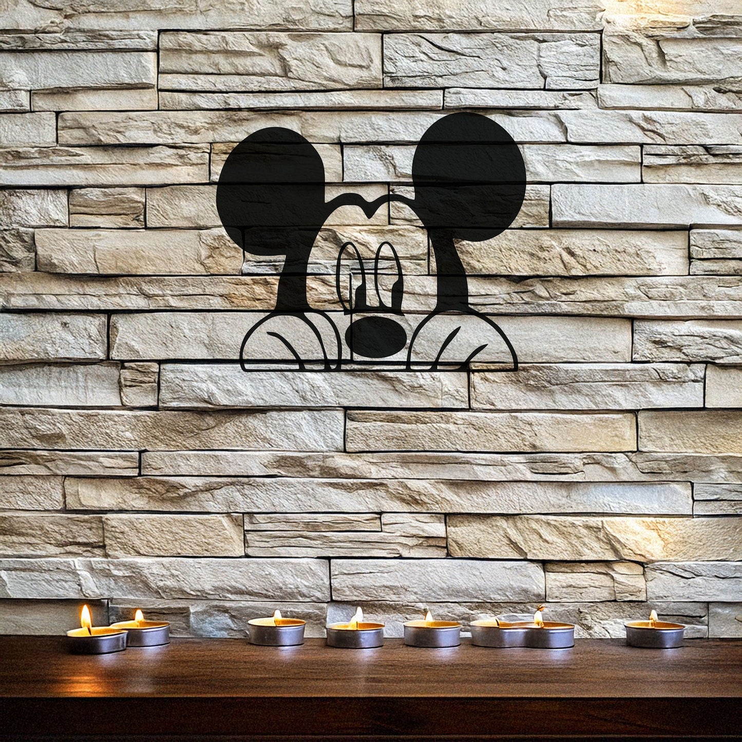 Mickey Mouse Laser Cut Metal Wall Art - Black Metal Decor for Kids' Rooms - Disney-Inspired Wall Accent in 3 Sizes