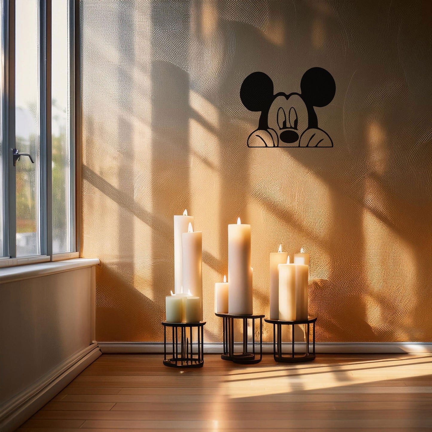 Mickey Mouse Laser Cut Metal Wall Art - Black Metal Decor for Kids' Rooms - Disney-Inspired Wall Accent in 3 Sizes