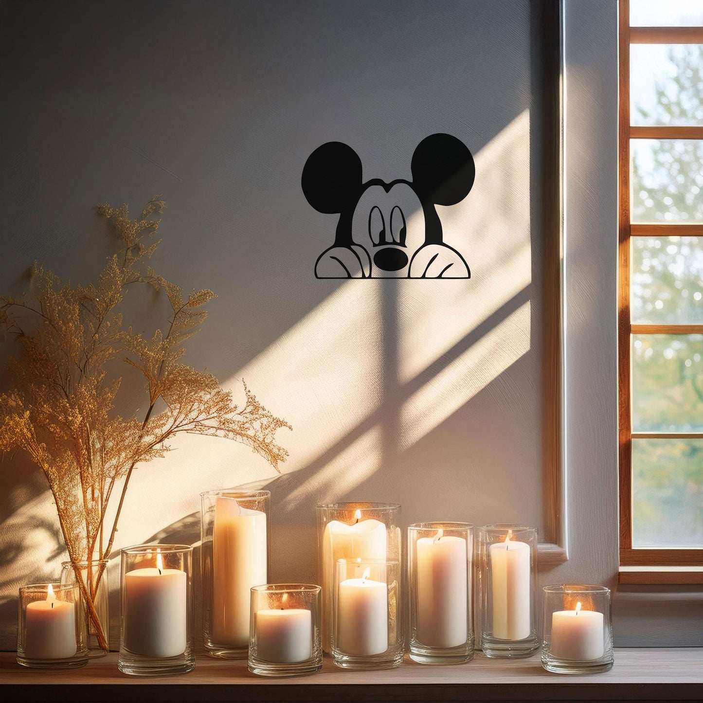 Mickey Mouse Laser Cut Metal Wall Art - Black Metal Decor for Kids' Rooms - Disney-Inspired Wall Accent in 3 Sizes