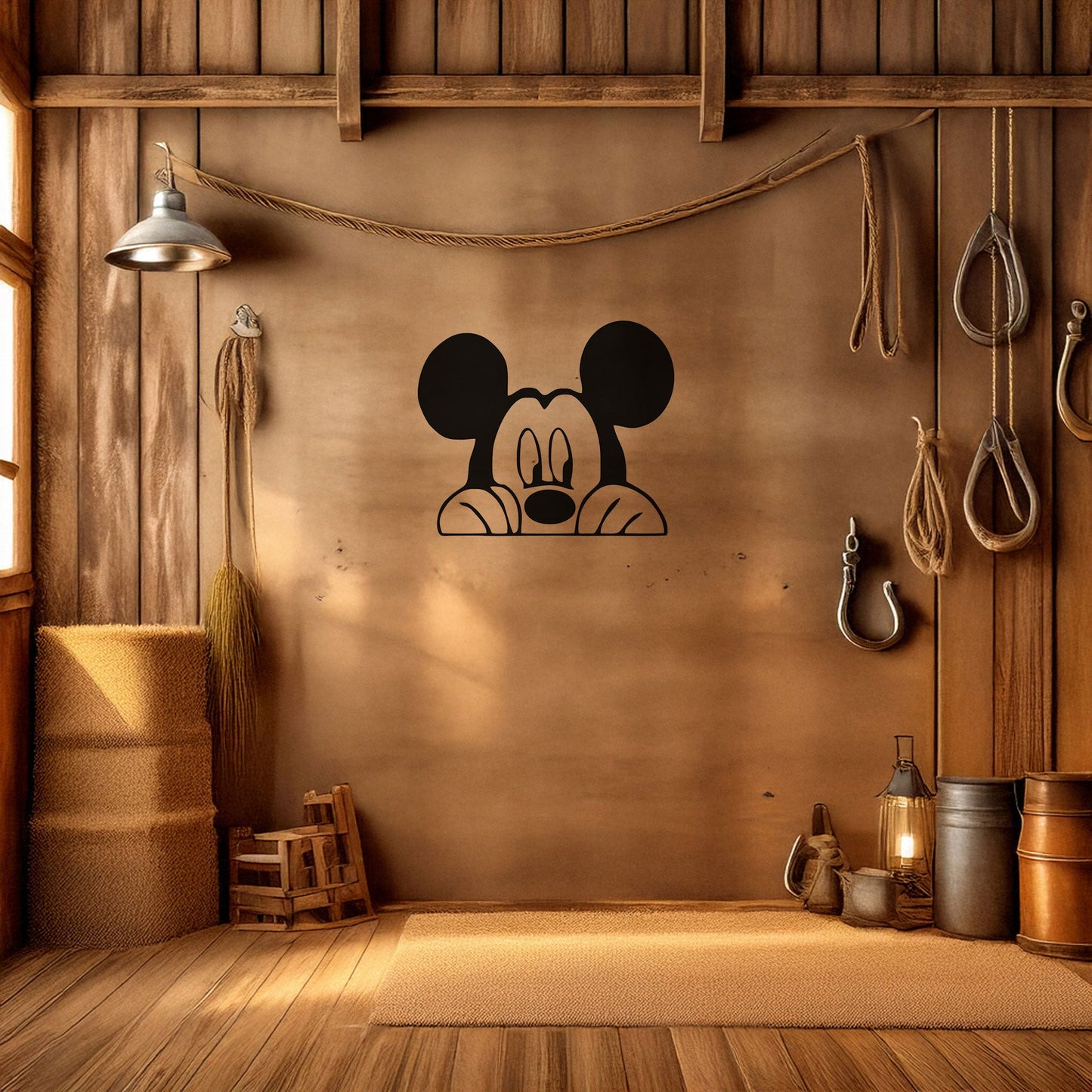 Mickey Mouse Laser Cut Metal Wall Art - Black Metal Decor for Kids' Rooms - Disney-Inspired Wall Accent in 3 Sizes