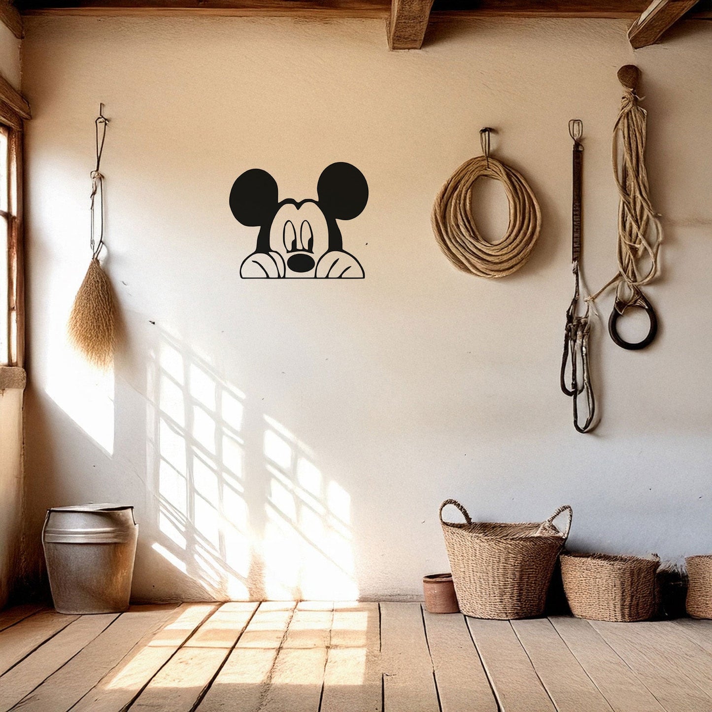 Mickey Mouse Laser Cut Metal Wall Art - Black Metal Decor for Kids' Rooms - Disney-Inspired Wall Accent in 3 Sizes