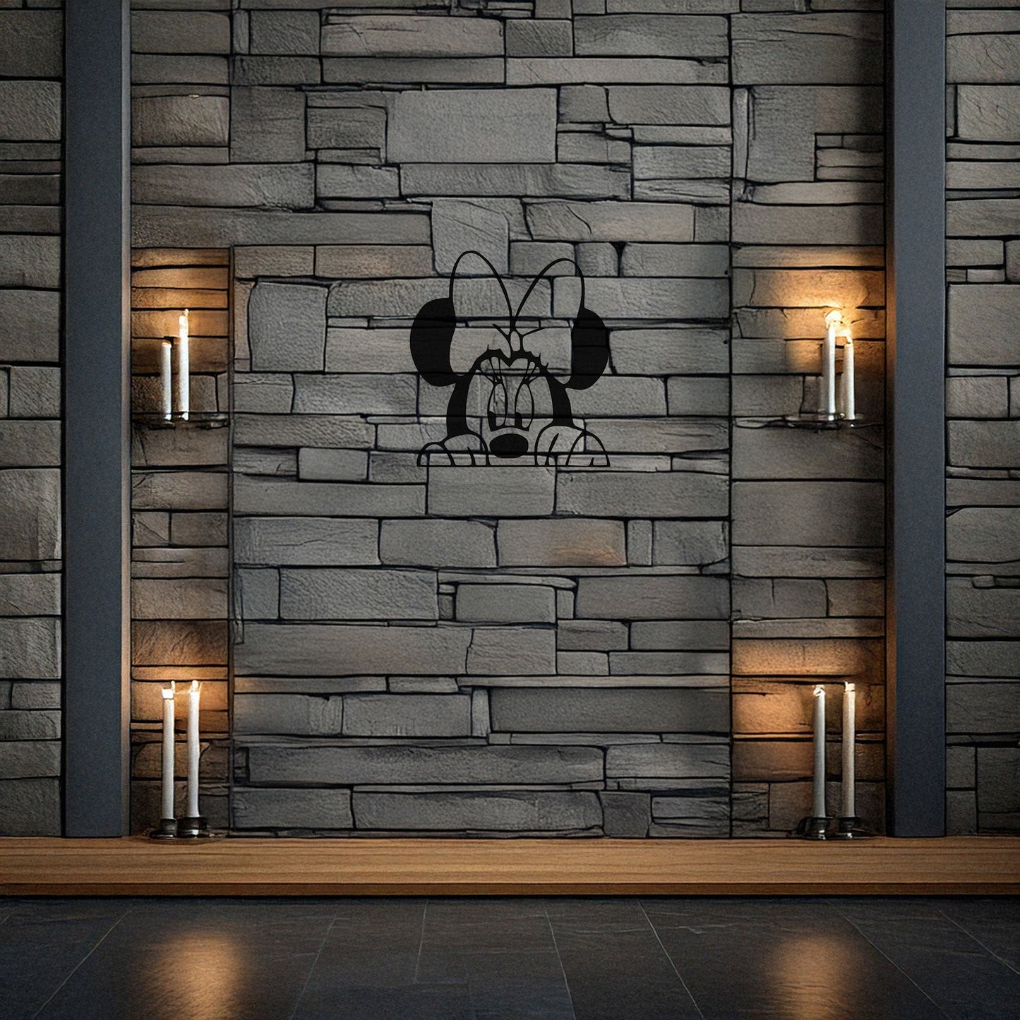 Minnie Mouse Laser Cut Metal Wall Art - Black Metal Decor for Disney Lovers - Perfect Gift for Kids’ Rooms in 3 Sizes