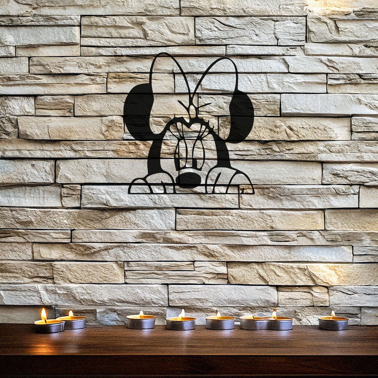 Minnie Mouse Laser Cut Metal Wall Art - Black Metal Decor for Disney Lovers - Perfect Gift for Kids’ Rooms in 3 Sizes