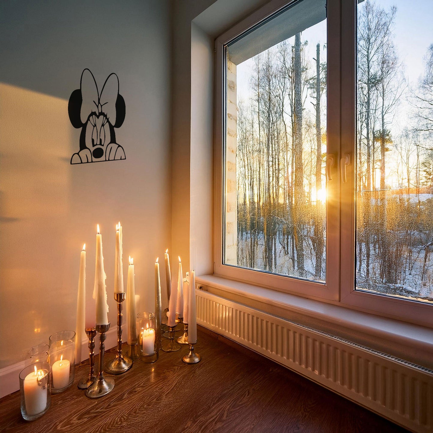Minnie Mouse Laser Cut Metal Wall Art - Black Metal Decor for Disney Lovers - Perfect Gift for Kids’ Rooms in 3 Sizes
