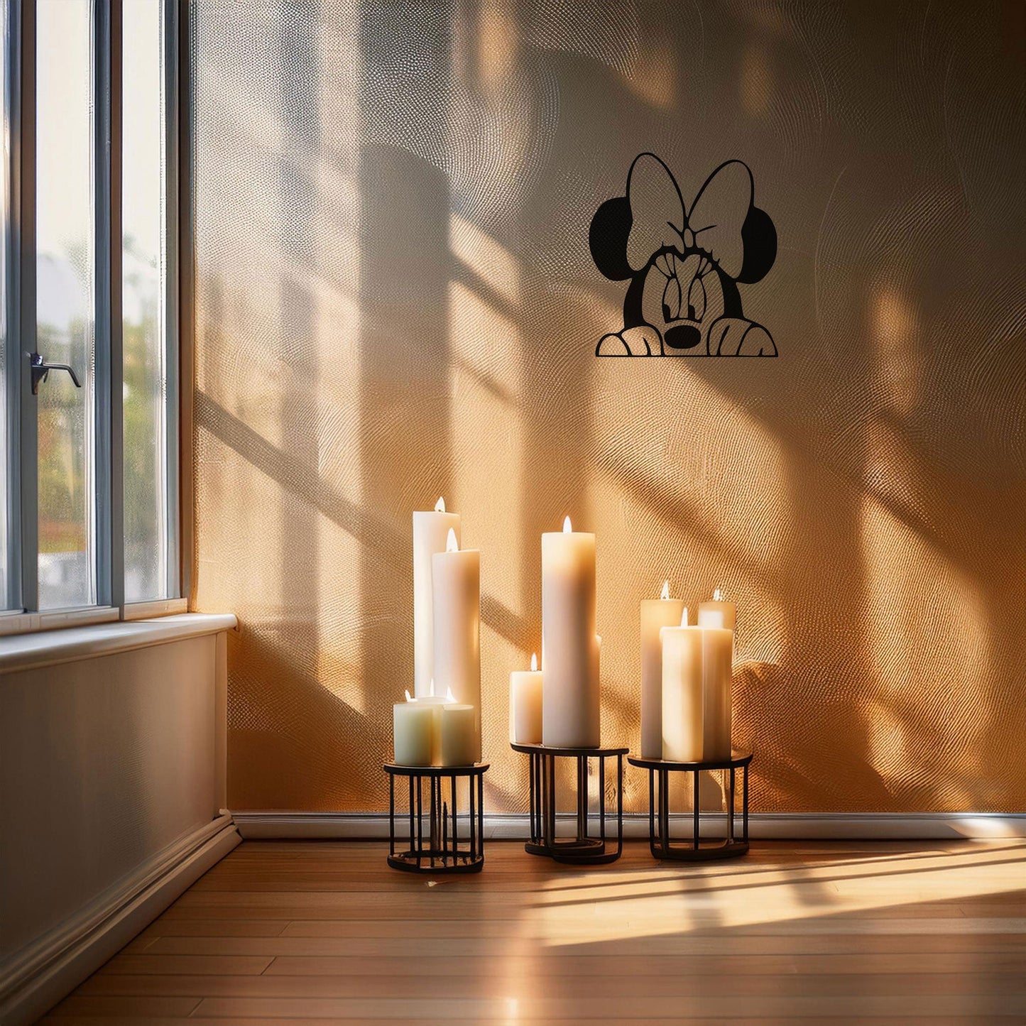 Minnie Mouse Laser Cut Metal Wall Art - Black Metal Decor for Disney Lovers - Perfect Gift for Kids’ Rooms in 3 Sizes