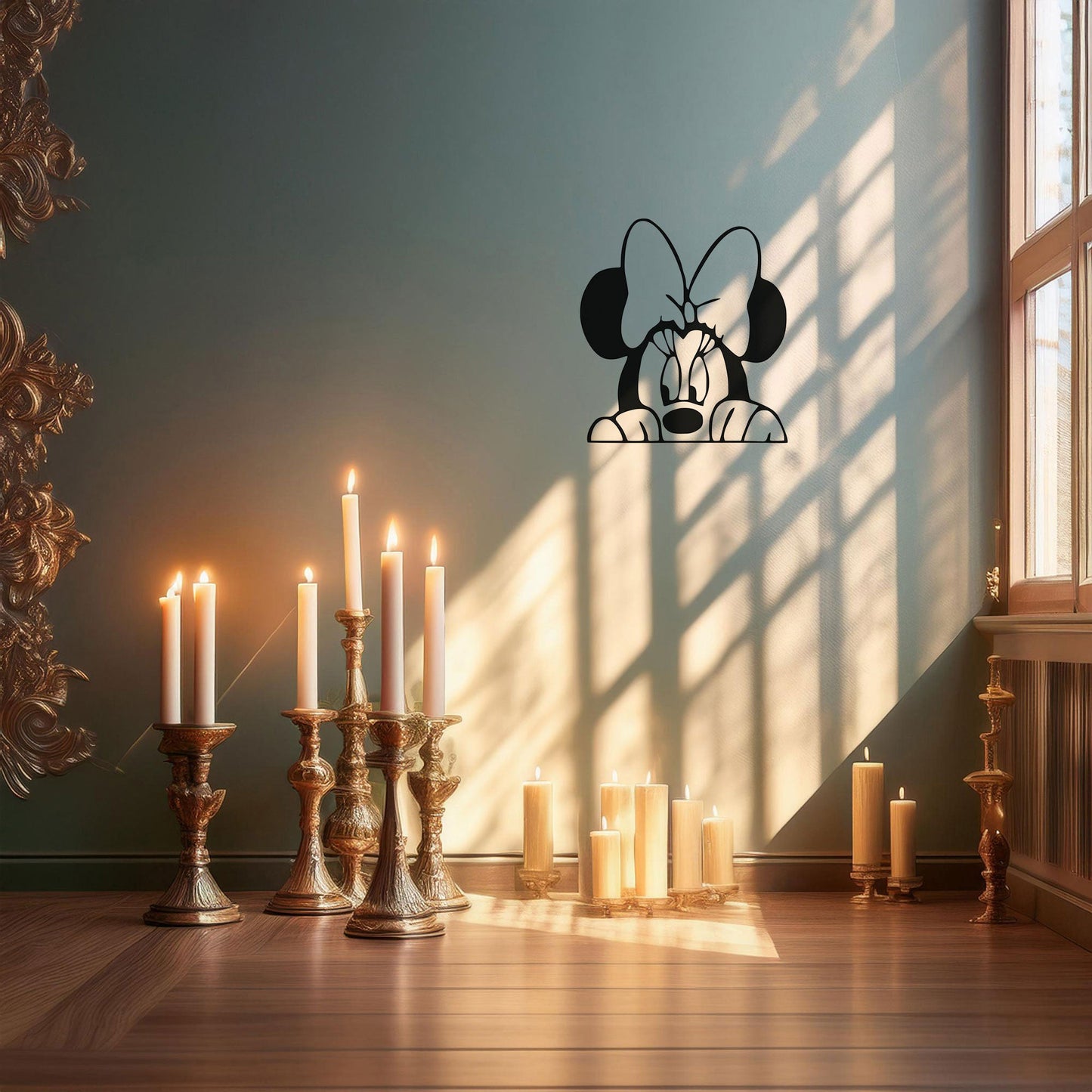 Minnie Mouse Laser Cut Metal Wall Art - Black Metal Decor for Disney Lovers - Perfect Gift for Kids’ Rooms in 3 Sizes