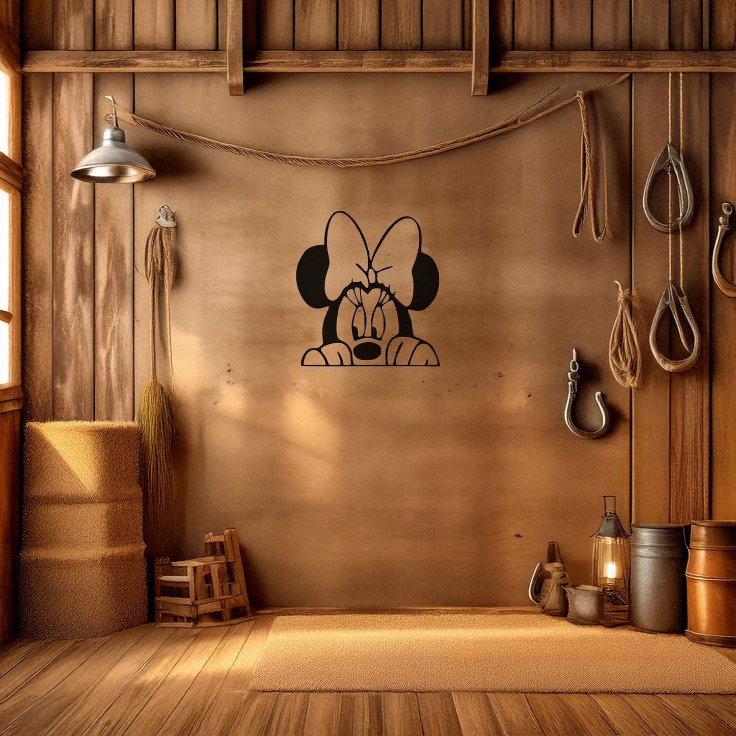 Minnie Mouse Laser Cut Metal Wall Art - Black Metal Decor for Disney Lovers - Perfect Gift for Kids’ Rooms in 3 Sizes