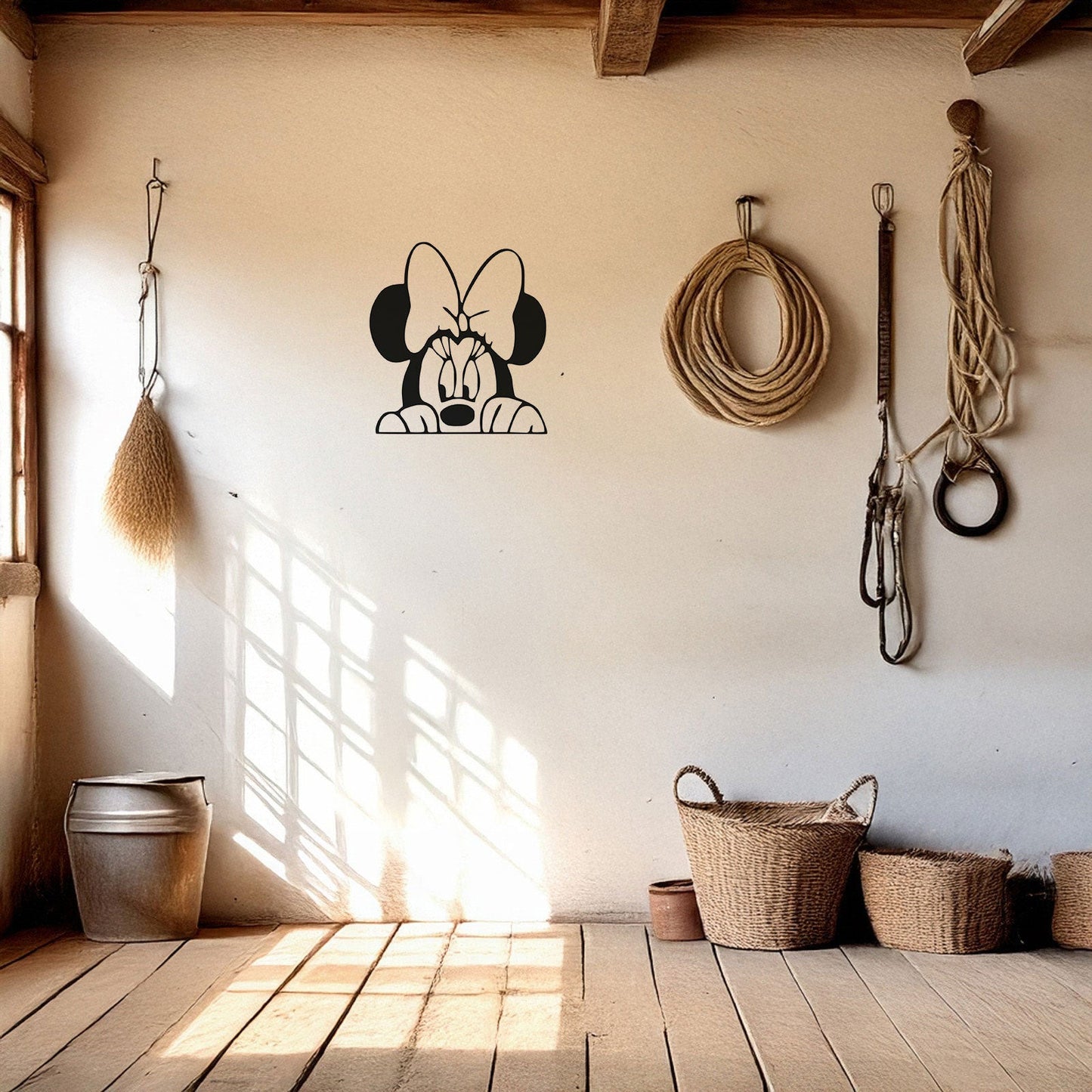 Minnie Mouse Laser Cut Metal Wall Art - Black Metal Decor for Disney Lovers - Perfect Gift for Kids’ Rooms in 3 Sizes