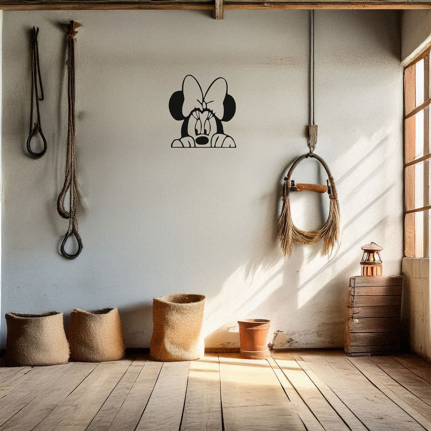 Minnie Mouse Laser Cut Metal Wall Art - Black Metal Decor for Disney Lovers - Perfect Gift for Kids’ Rooms in 3 Sizes