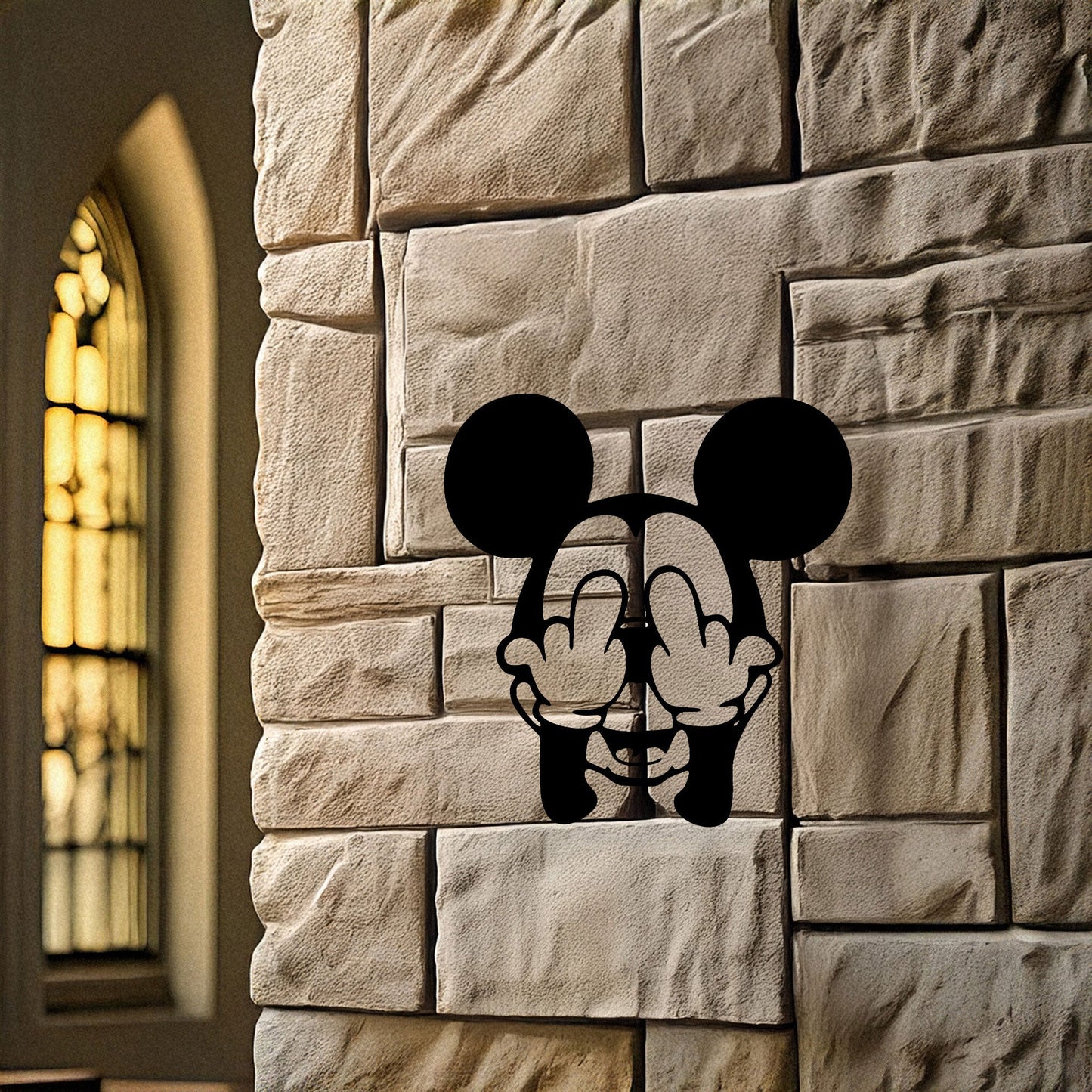Middle Finger Mickey Mouse Laser Cut Metal Wall Art - Bold Black Wall Decor - Fun and Edgy Gift in 3 Sizes