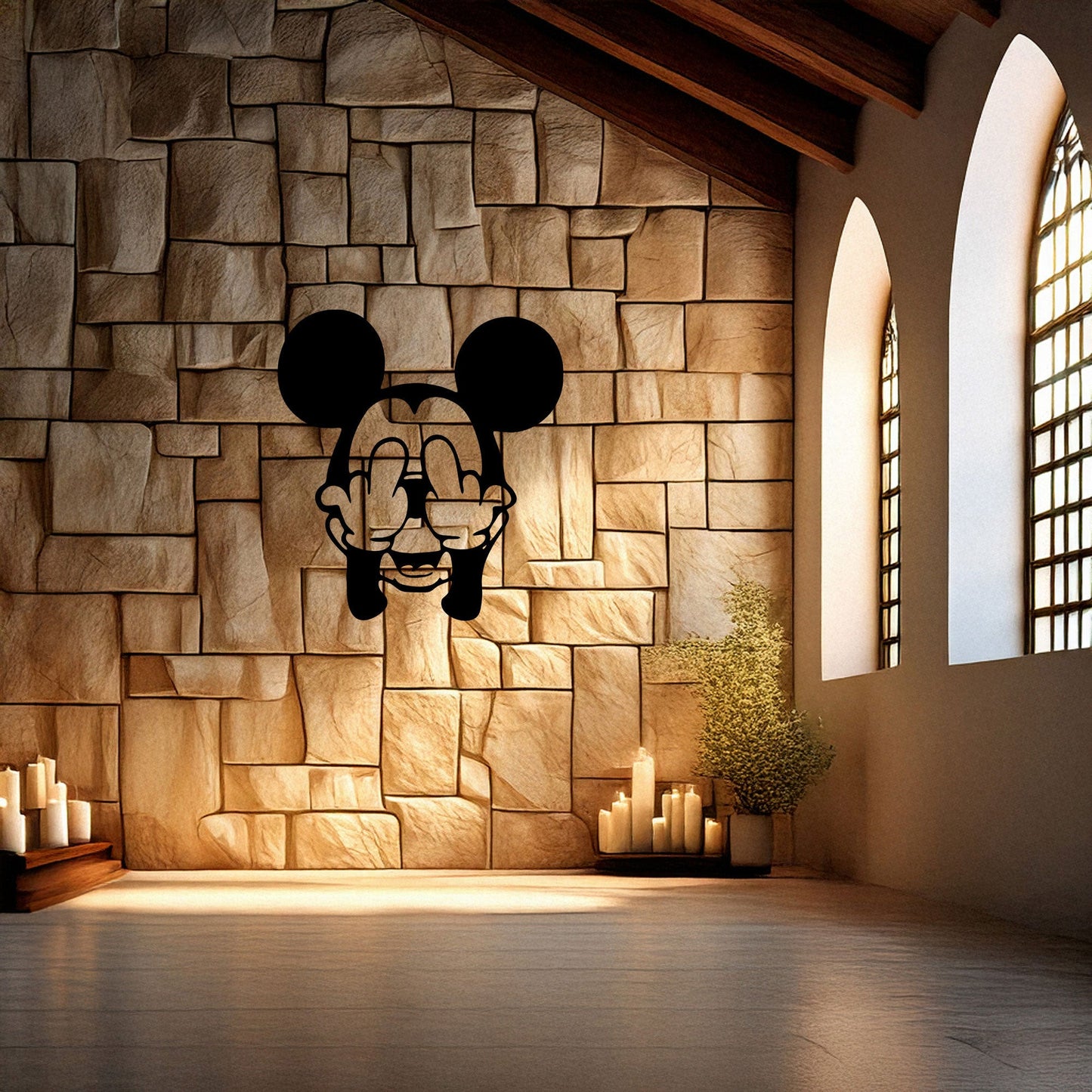 Middle Finger Mickey Mouse Laser Cut Metal Wall Art - Bold Black Wall Decor - Fun and Edgy Gift in 3 Sizes