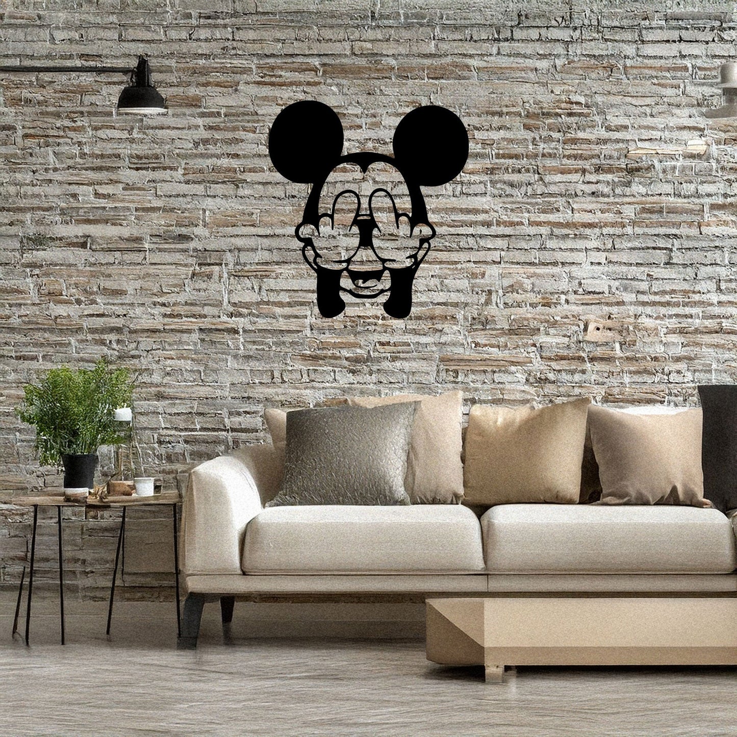 Middle Finger Mickey Mouse Laser Cut Metal Wall Art - Bold Black Wall Decor - Fun and Edgy Gift in 3 Sizes