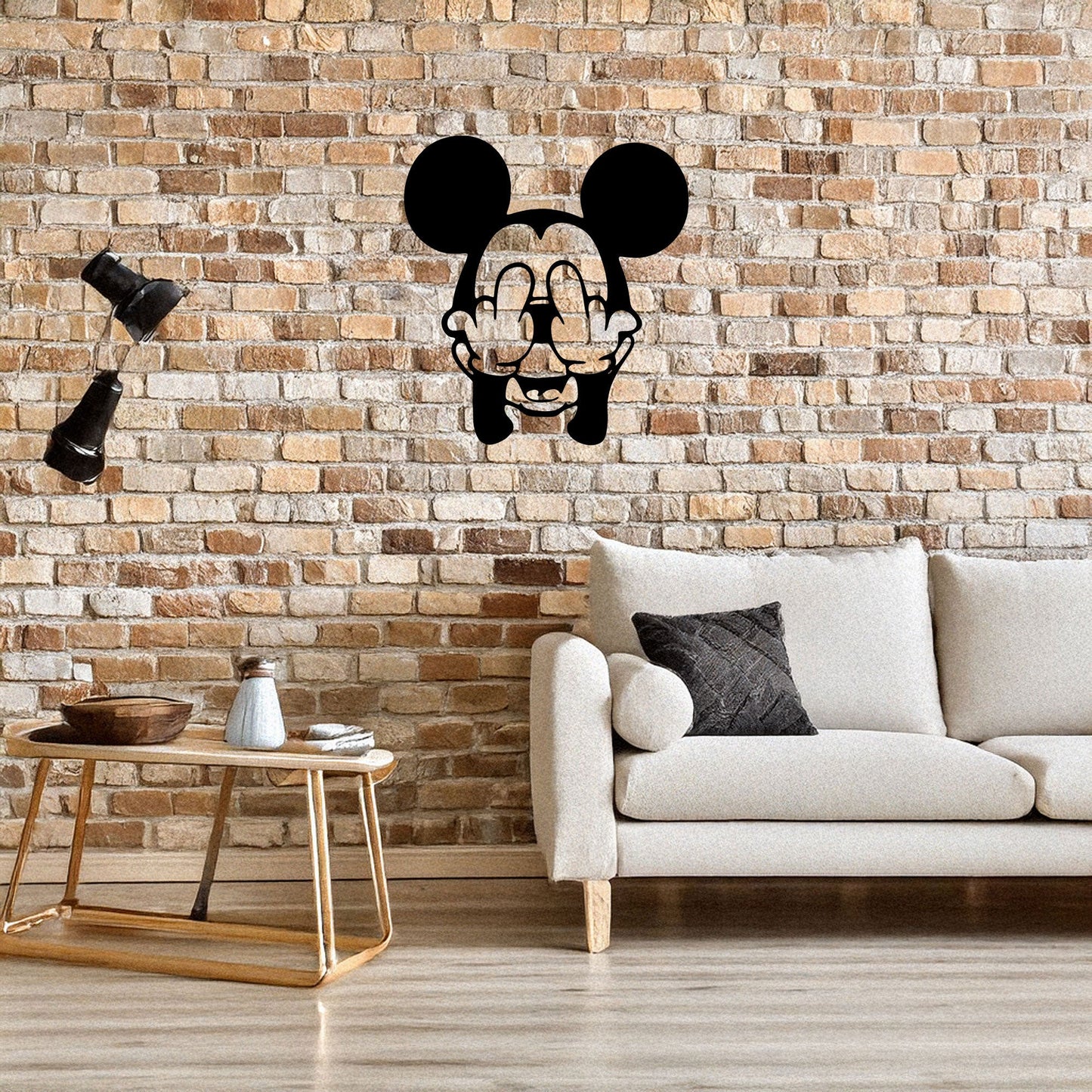 Middle Finger Mickey Mouse Laser Cut Metal Wall Art - Bold Black Wall Decor - Fun and Edgy Gift in 3 Sizes