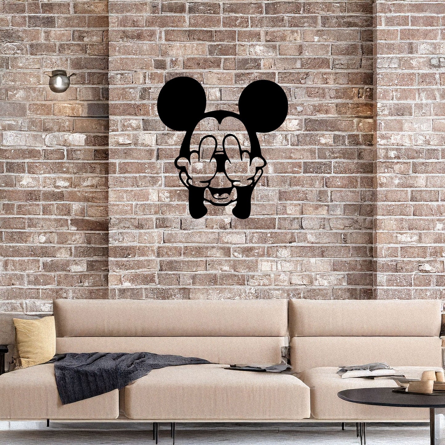 Middle Finger Mickey Mouse Laser Cut Metal Wall Art - Bold Black Wall Decor - Fun and Edgy Gift in 3 Sizes