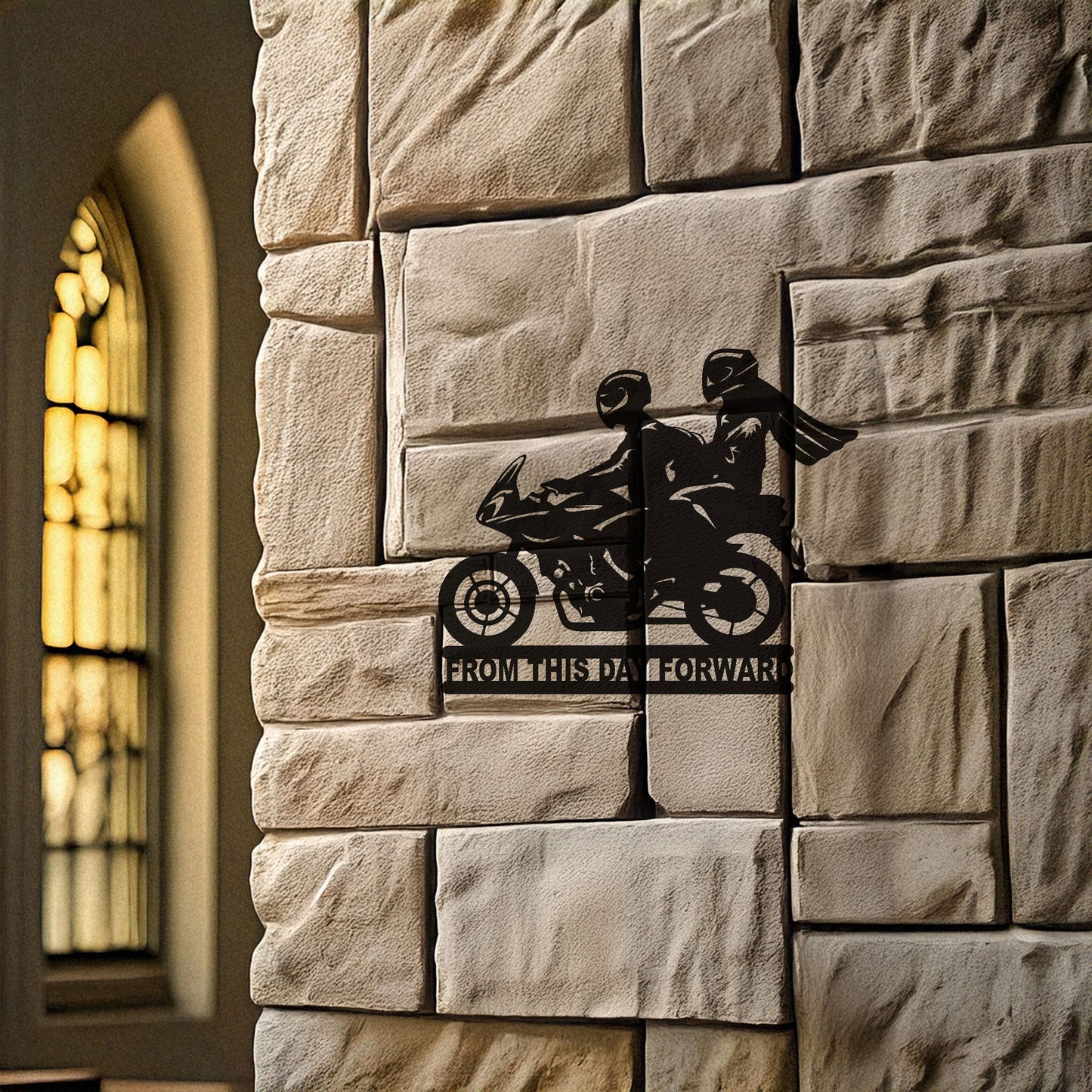 Couple on Motorcycle Laser Cut Metal Wall Art - Unique Black Home Decor in 3 Sizes, Romantic Gift for Riders & Motorcycle Enthusiasts