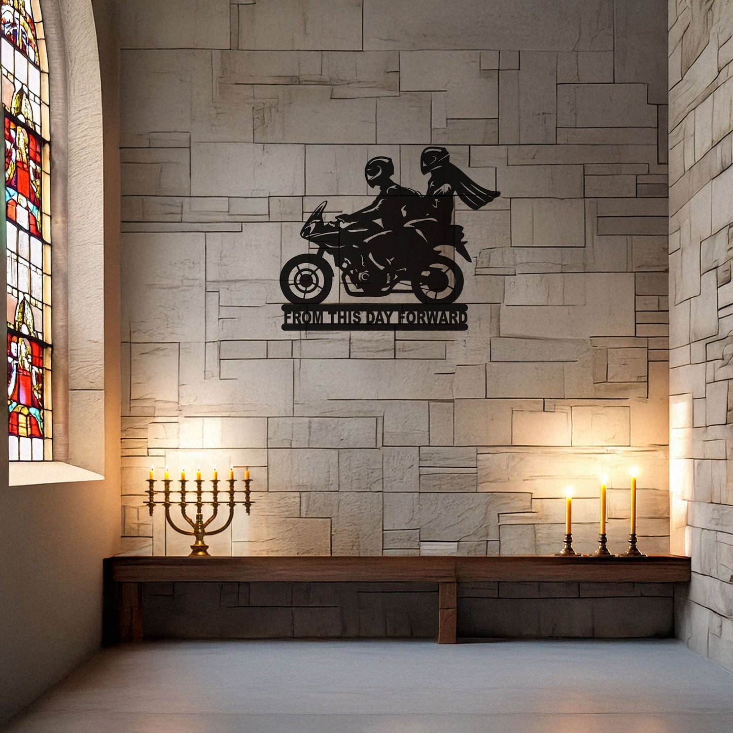 Couple on Motorcycle Laser Cut Metal Wall Art - Unique Black Home Decor in 3 Sizes, Romantic Gift for Riders & Motorcycle Enthusiasts