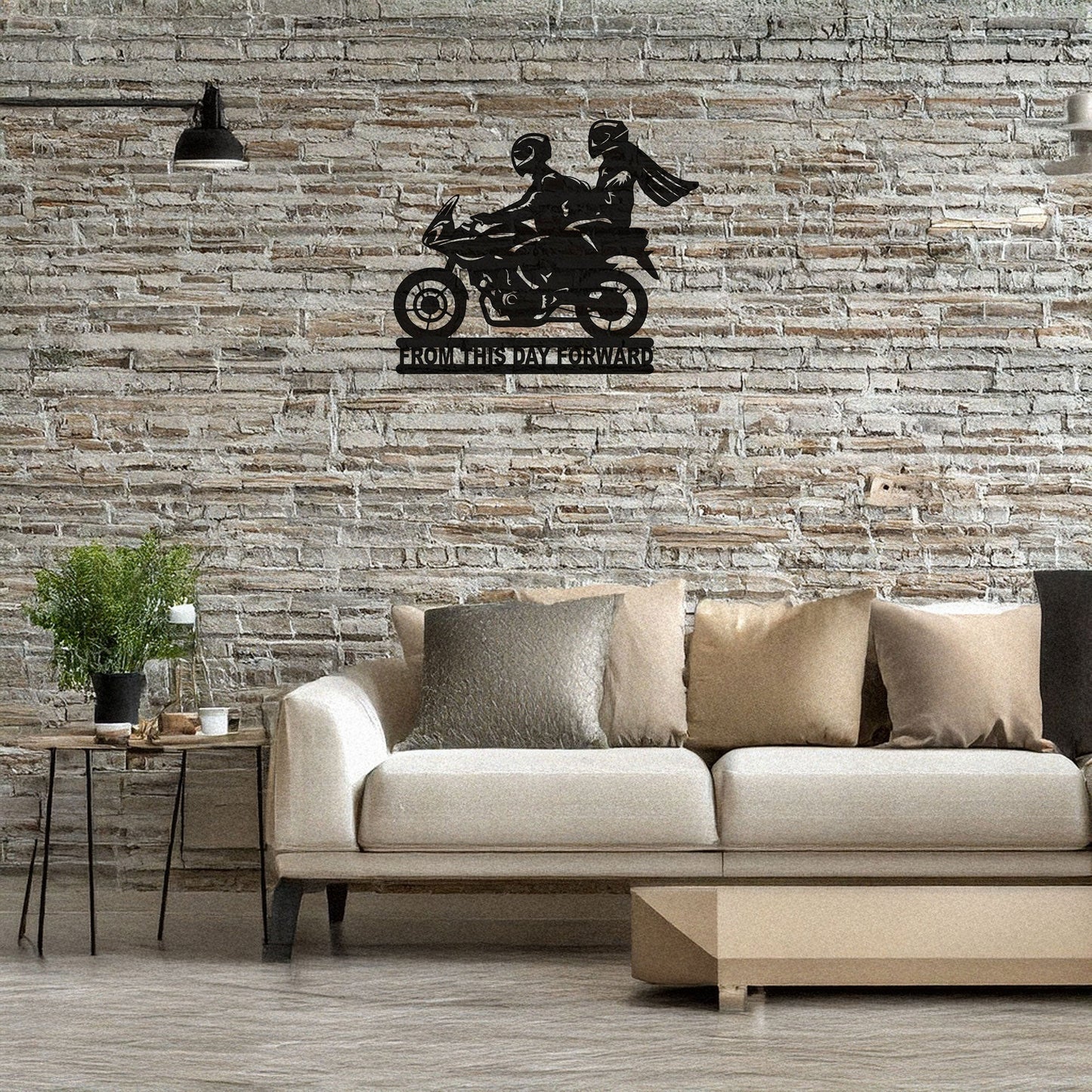Couple on Motorcycle Laser Cut Metal Wall Art - Unique Black Home Decor in 3 Sizes, Romantic Gift for Riders & Motorcycle Enthusiasts