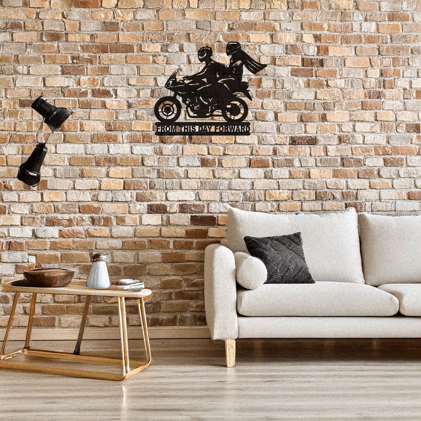 Couple on Motorcycle Laser Cut Metal Wall Art - Unique Black Home Decor in 3 Sizes, Romantic Gift for Riders & Motorcycle Enthusiasts