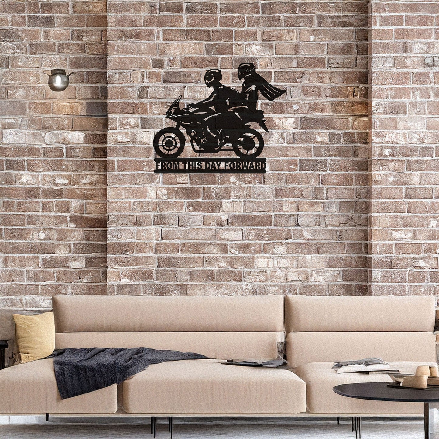 Couple on Motorcycle Laser Cut Metal Wall Art - Unique Black Home Decor in 3 Sizes, Romantic Gift for Riders & Motorcycle Enthusiasts