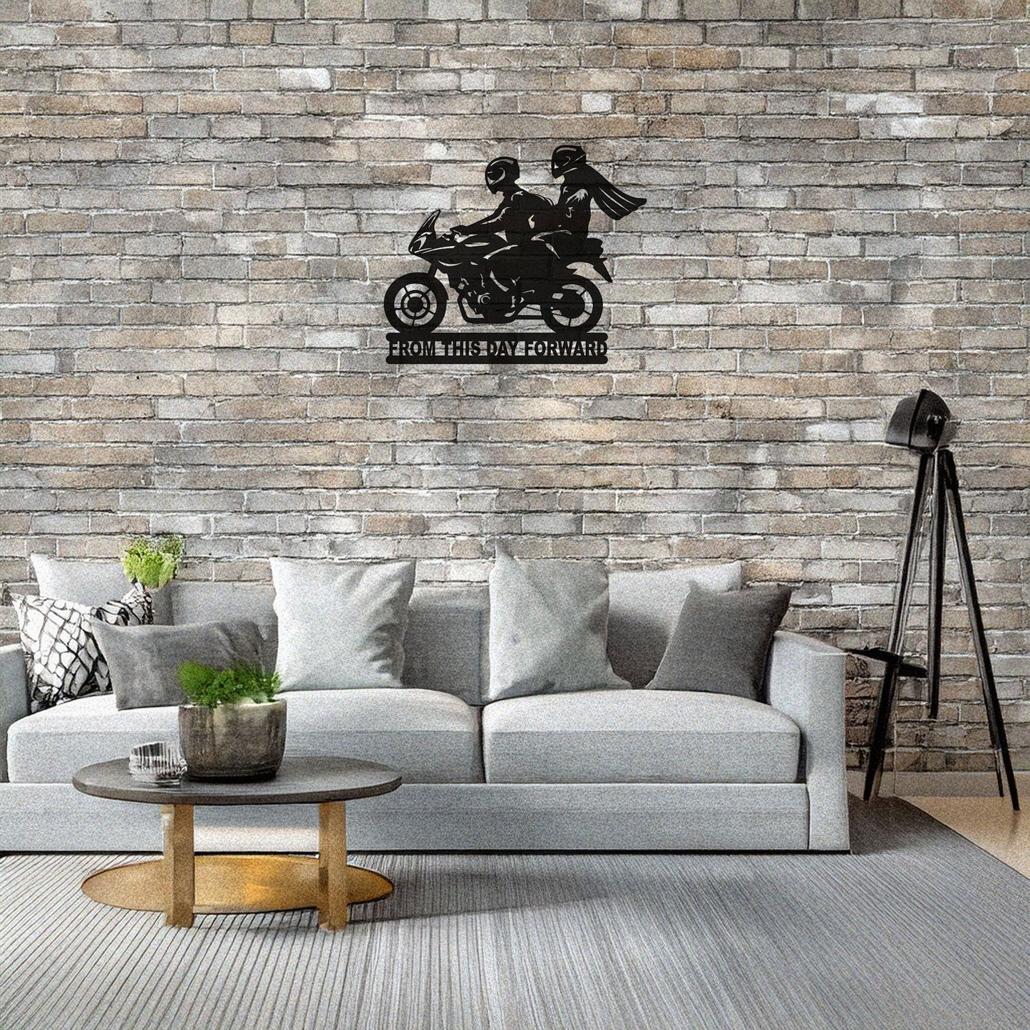 Couple on Motorcycle Laser Cut Metal Wall Art - Unique Black Home Decor in 3 Sizes, Romantic Gift for Riders & Motorcycle Enthusiasts